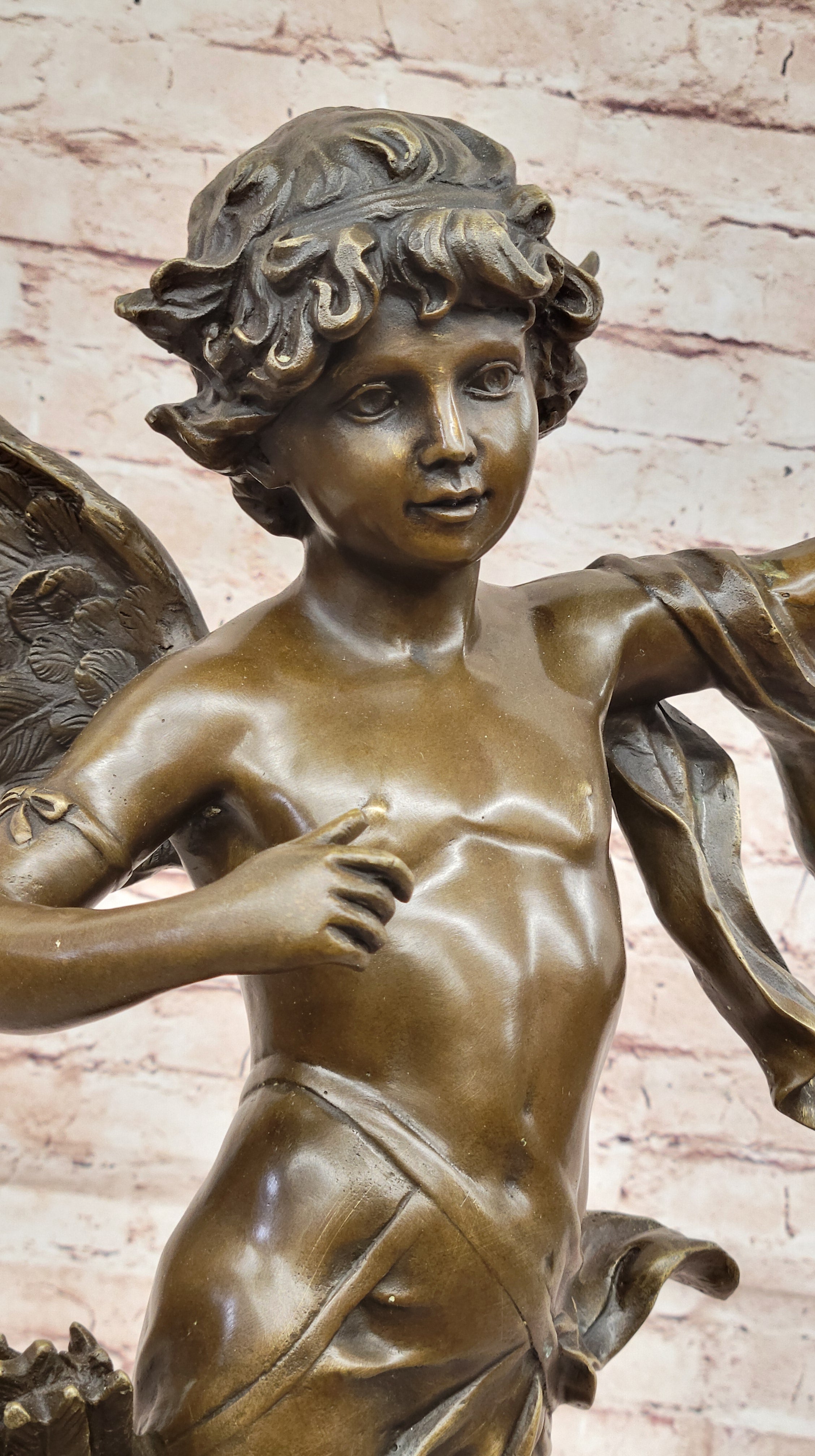 Handmade Large Putti Bronze Sculpture by Augustine Moreau Home Decoration