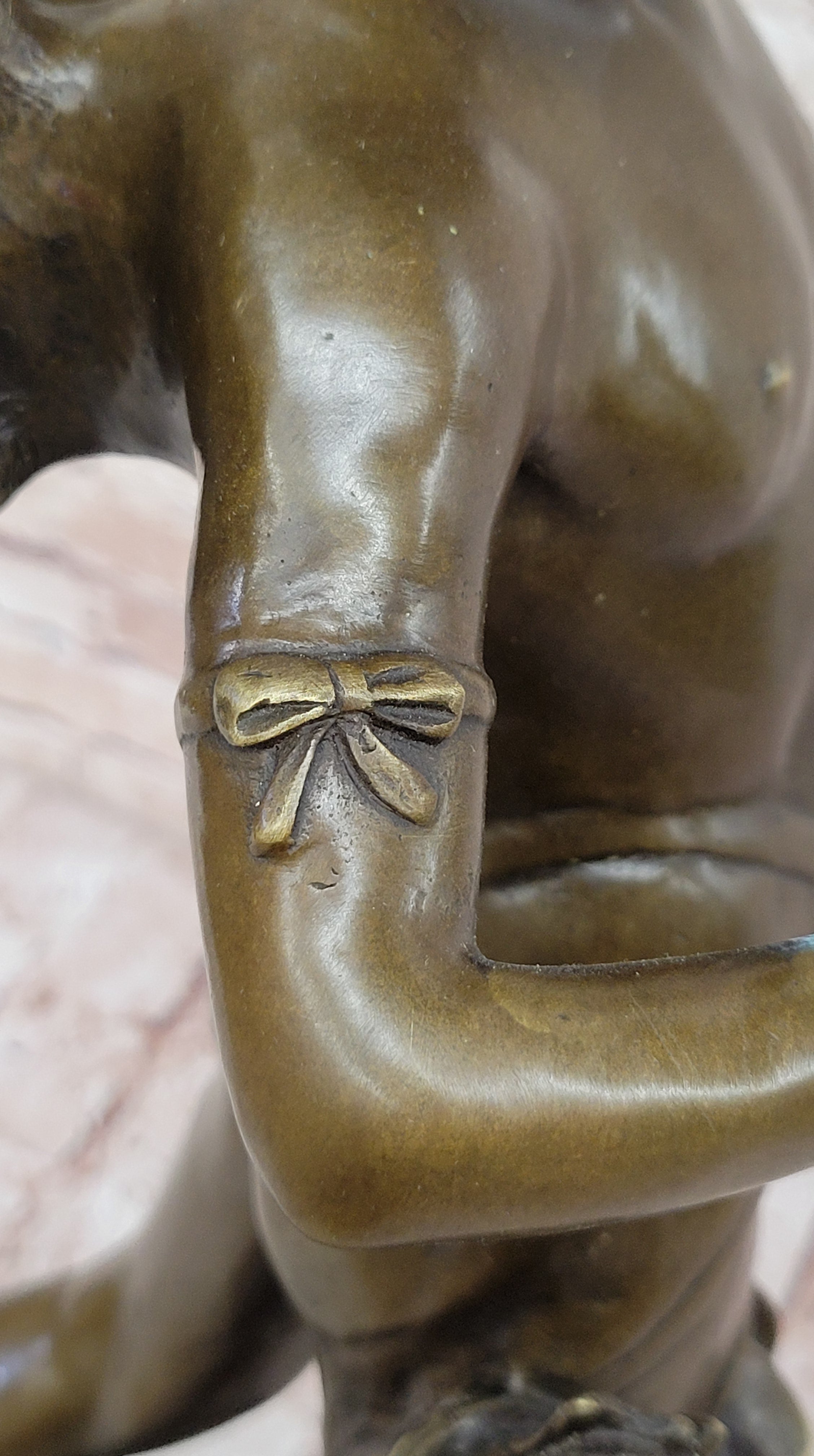 Handmade Large Putti Bronze Sculpture by Augustine Moreau Home Decoration