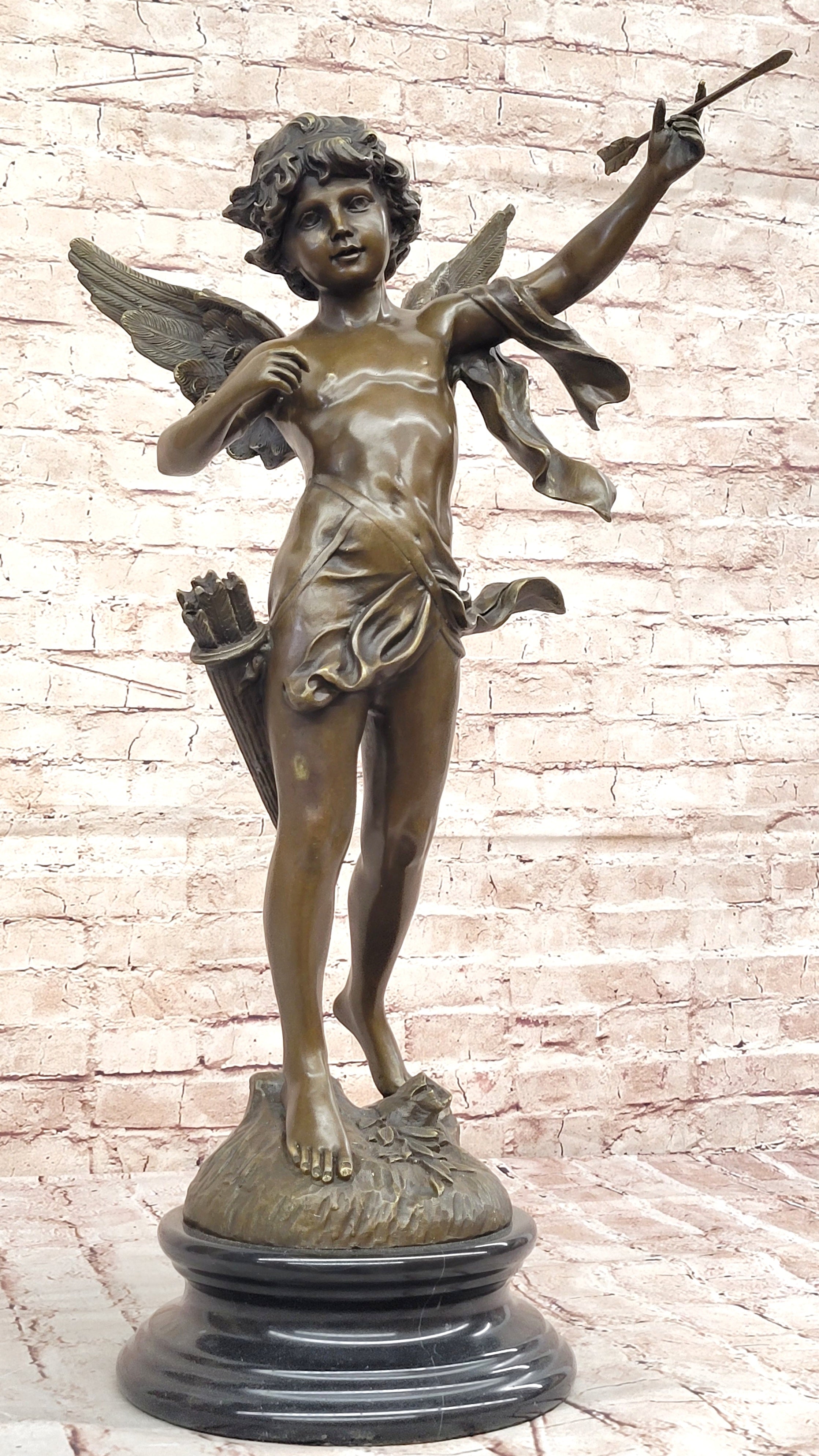 Handmade Large Putti Bronze Sculpture by Augustine Moreau Home Decoration