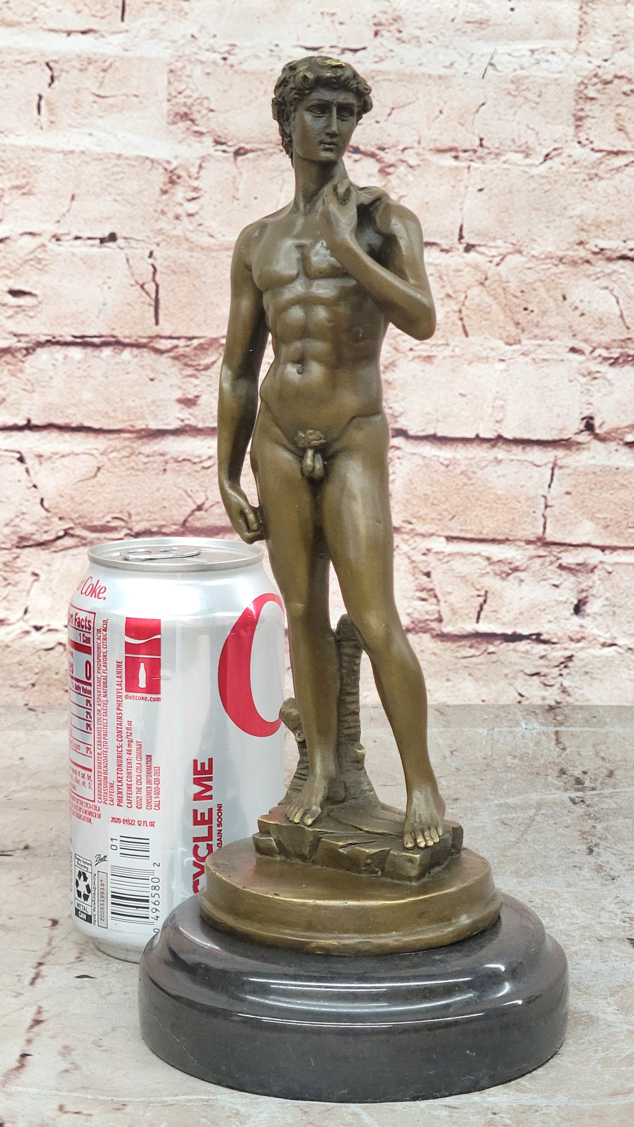 SIGN MICHELANGELO DAVID BRONZE SCULPTURE NUDE MALE DECO HOT CAST CLASSIC ARTWORK