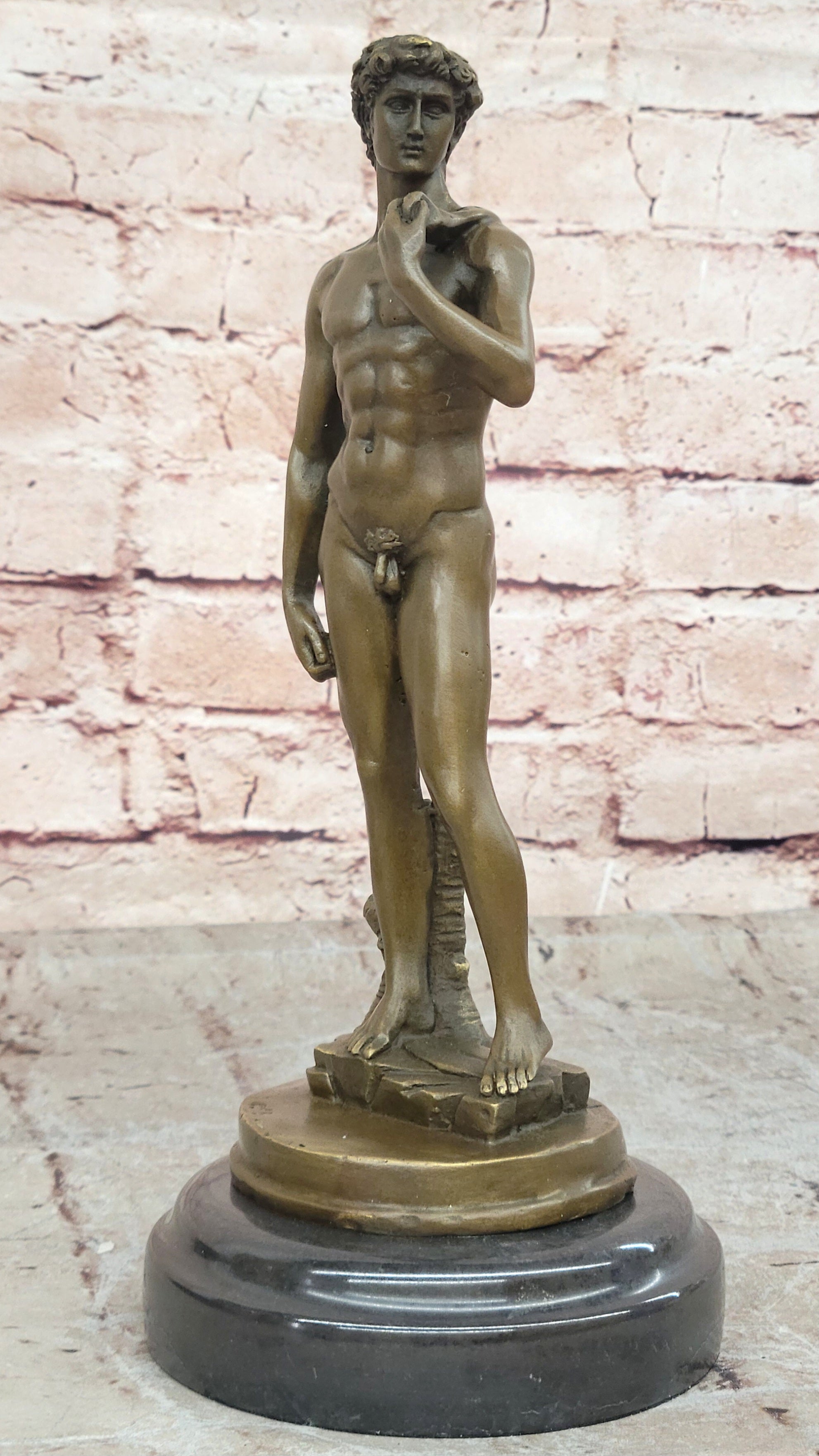 SIGN MICHELANGELO DAVID BRONZE SCULPTURE NUDE MALE DECO HOT CAST CLASSIC ARTWORK