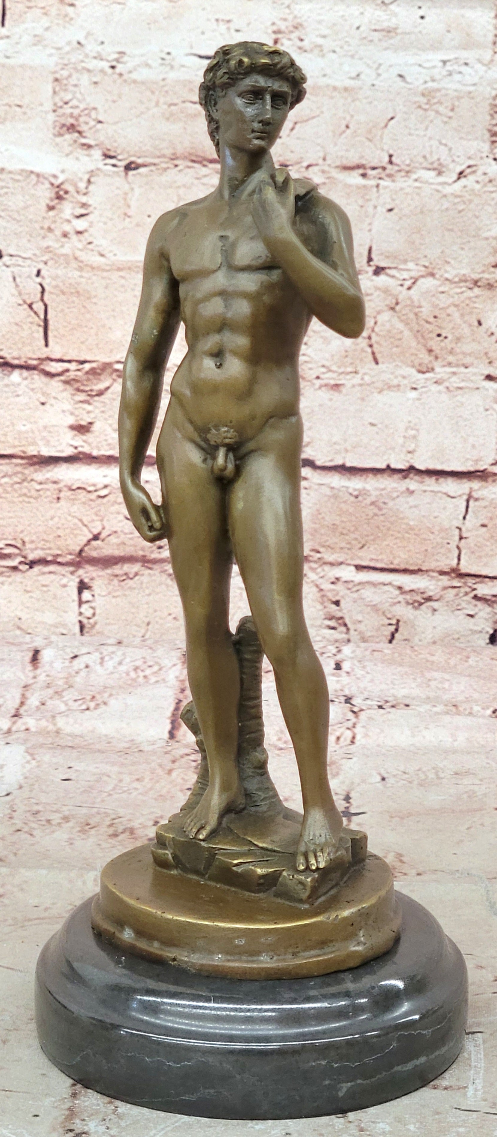SIGN MICHELANGELO DAVID BRONZE SCULPTURE NUDE MALE DECO HOT CAST CLASSIC ARTWORK