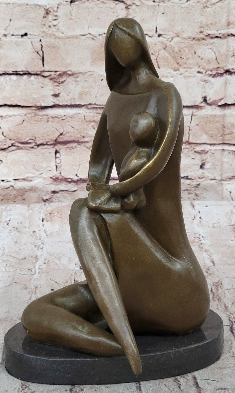 Handcrafted bronze sculpture SALE Children Kid Her To Reading Mother Art