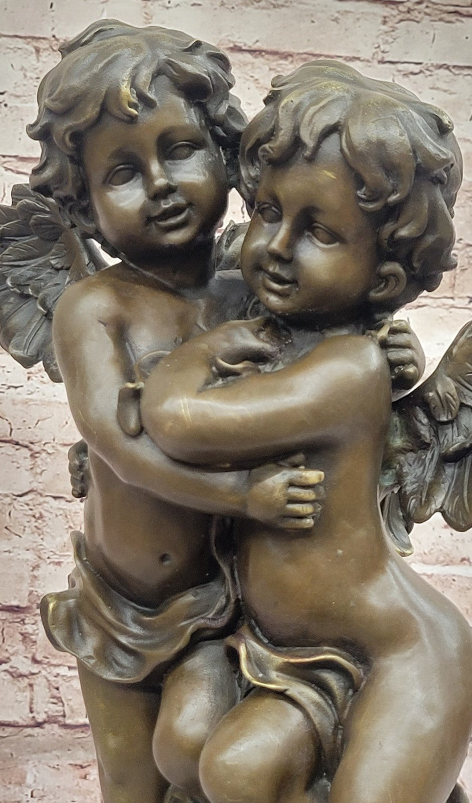 Angelic Serenity: Genuine Bronze Statue of Twin Brothers Puti by Moreau