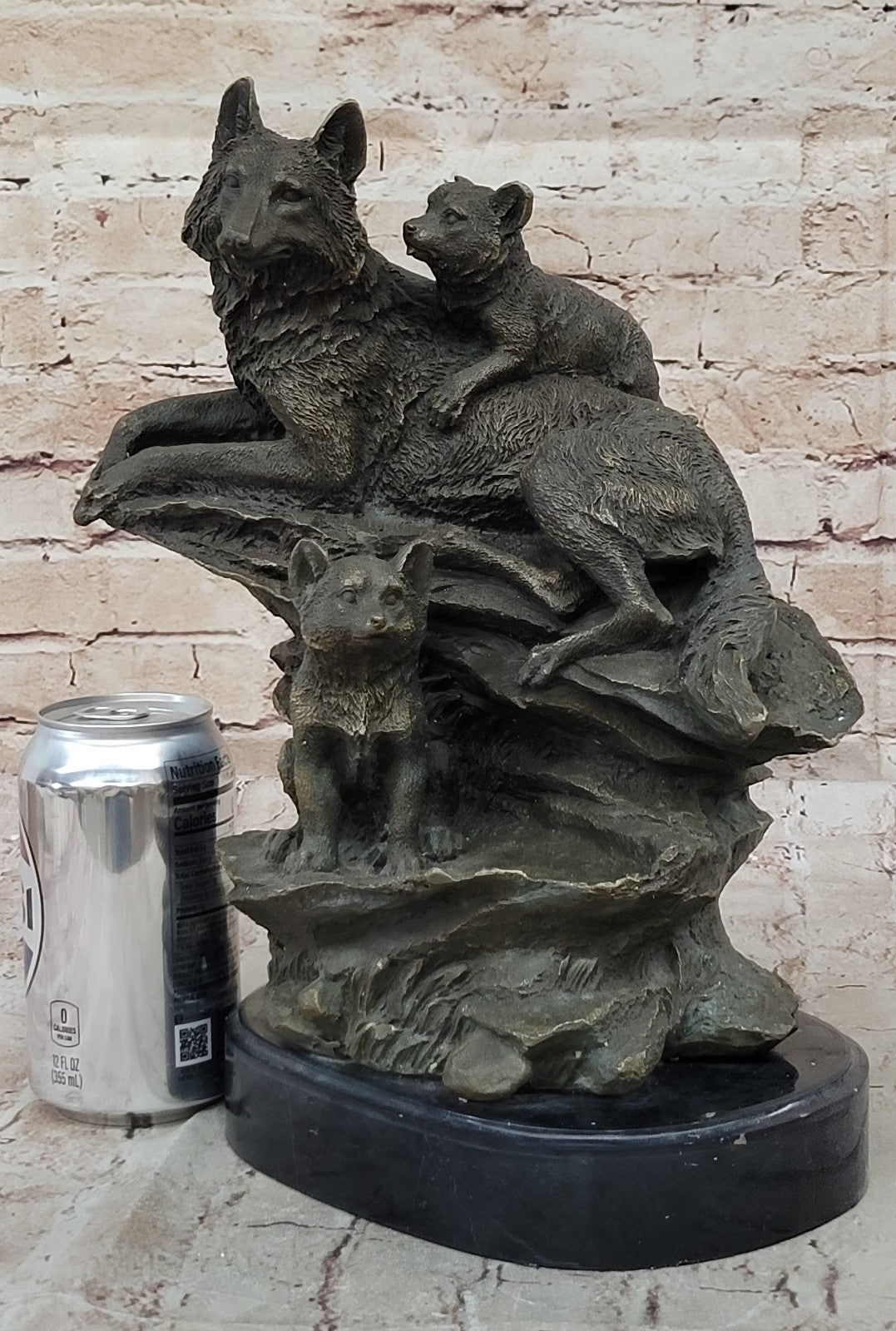 Art Deco Signed by French artist Barye German Shepard Family Dogs Bronze Sculpture