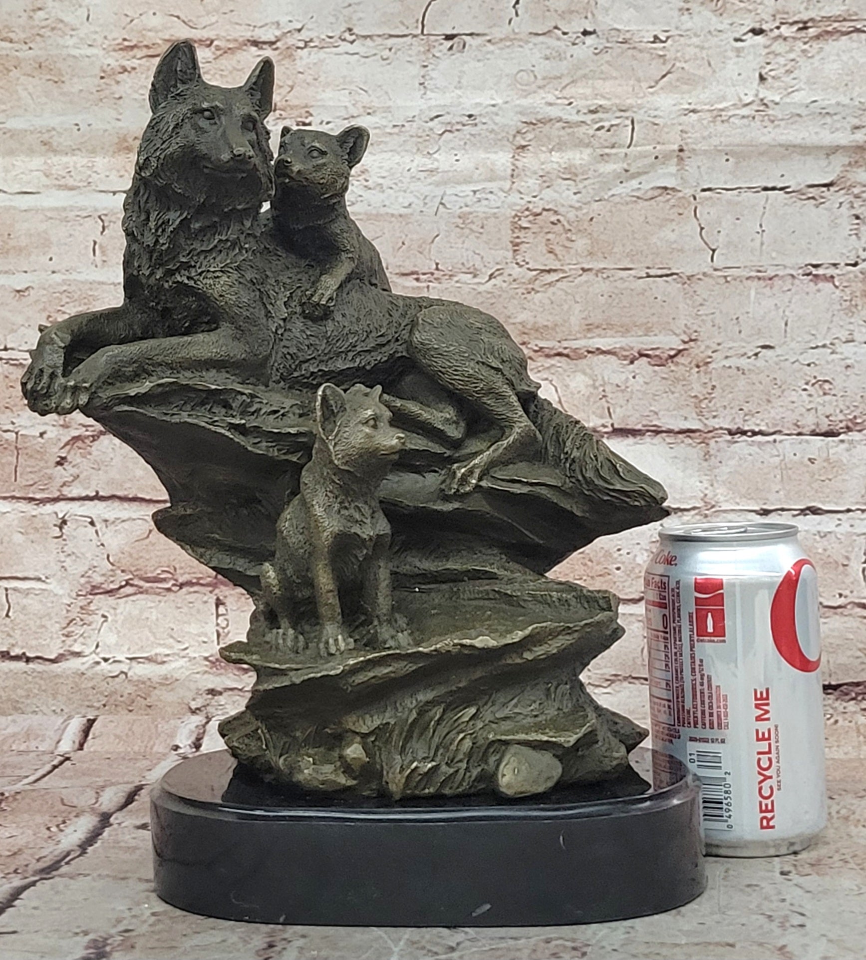 Art Deco Signed by French artist Barye German Shepard Family Dogs Bronze Sculpture