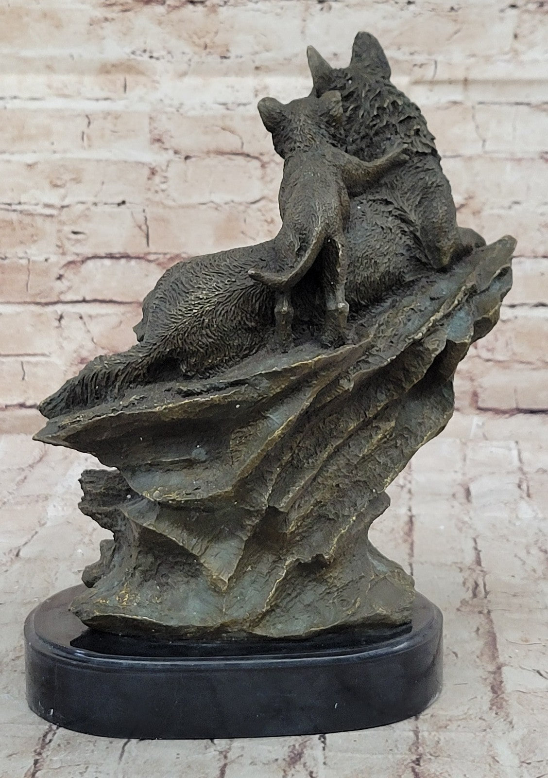 Art Deco Signed by French artist Barye German Shepard Family Dogs Bronze Sculpture