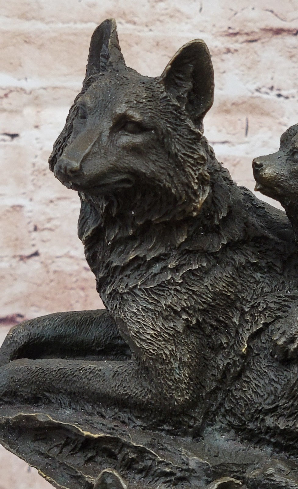 Art Deco Signed by French artist Barye German Shepard Family Dogs Bronze Sculpture