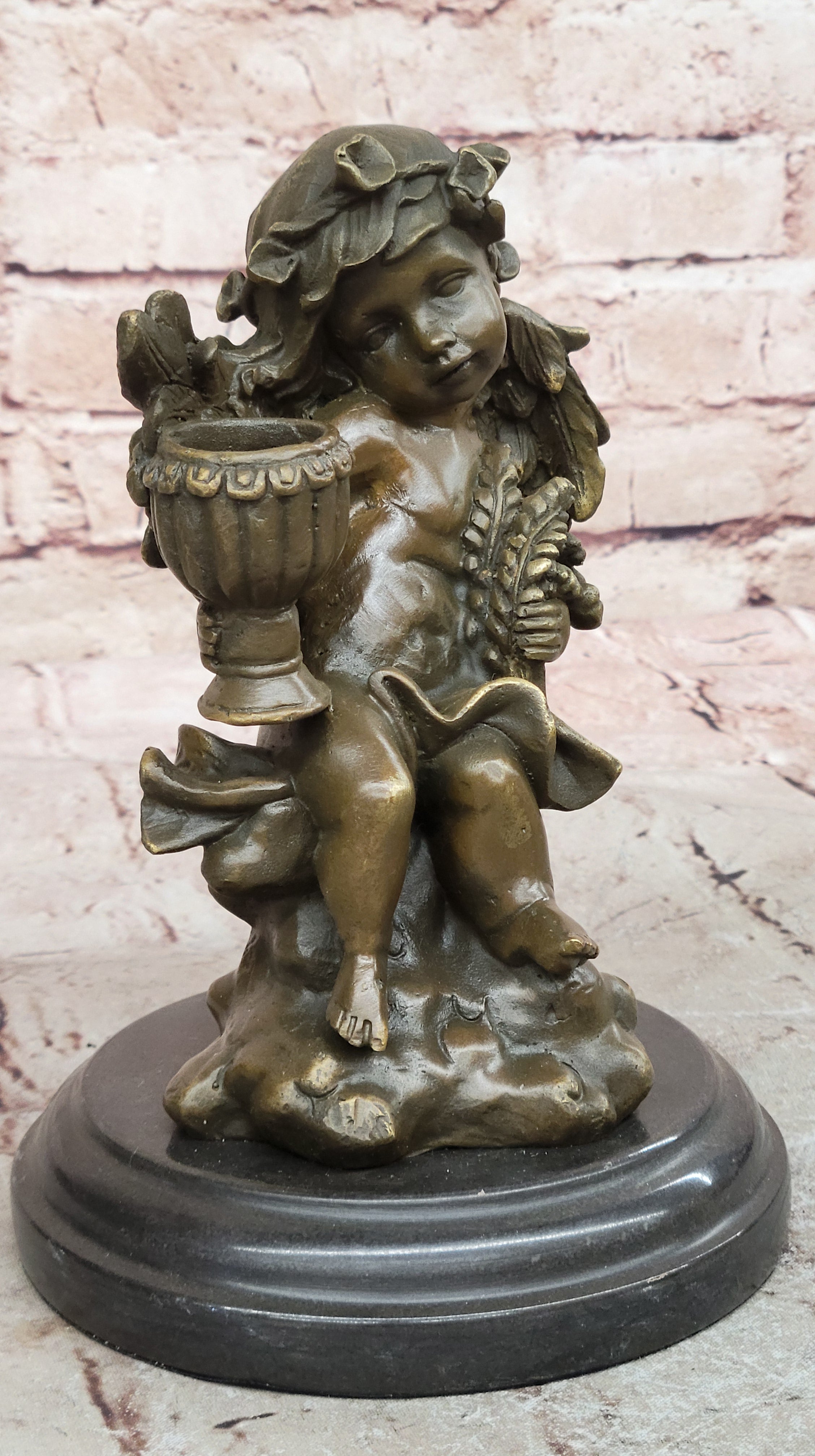 Signed Moreau French Artist Baby Angel Bookend Book end Bronze Sculpture