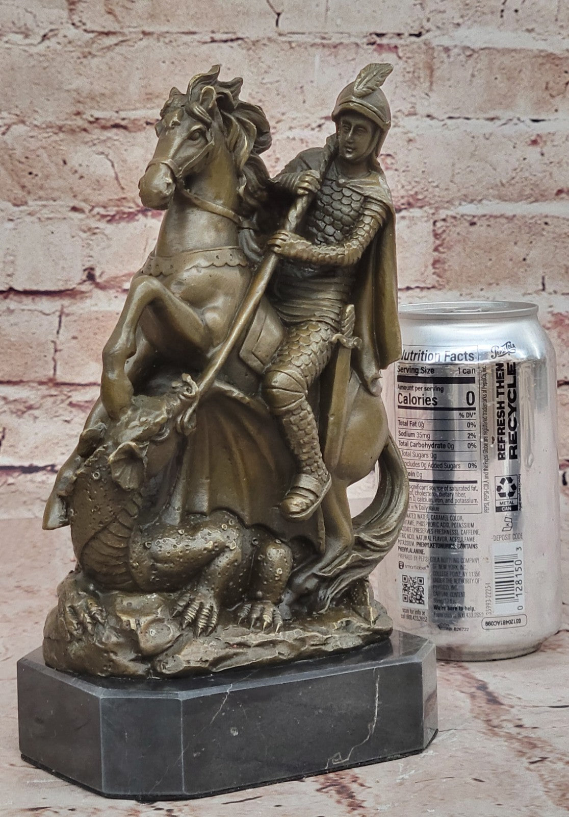 Handcrafted bronze sculpture SALE Catho Saint Military Slayer Dragon George St