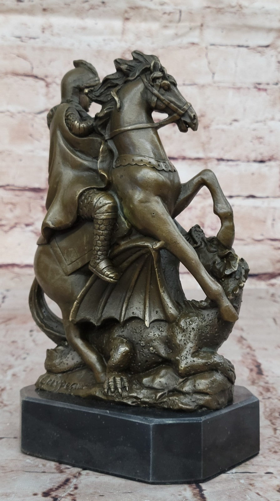 Handcrafted bronze sculpture SALE Catho Saint Military Slayer Dragon George St