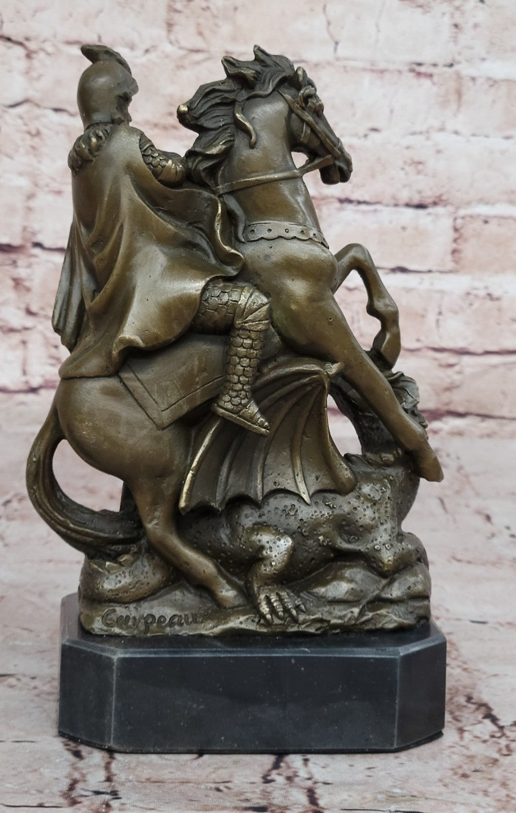 Handcrafted bronze sculpture SALE Catho Saint Military Slayer Dragon George St