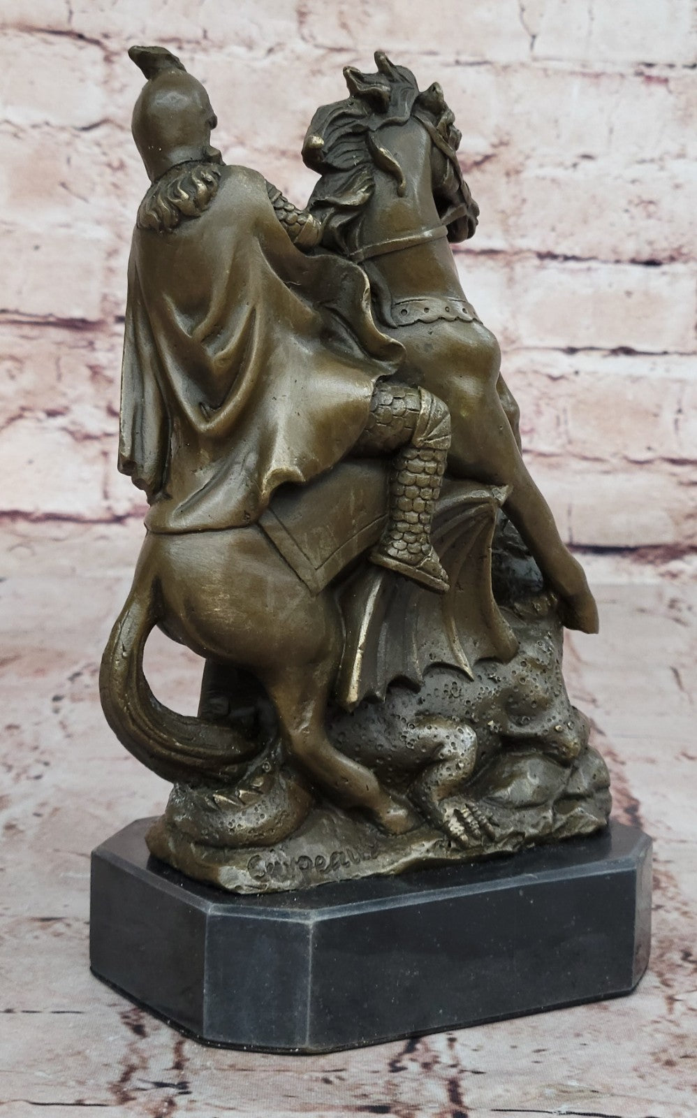 Handcrafted bronze sculpture SALE Catho Saint Military Slayer Dragon George St