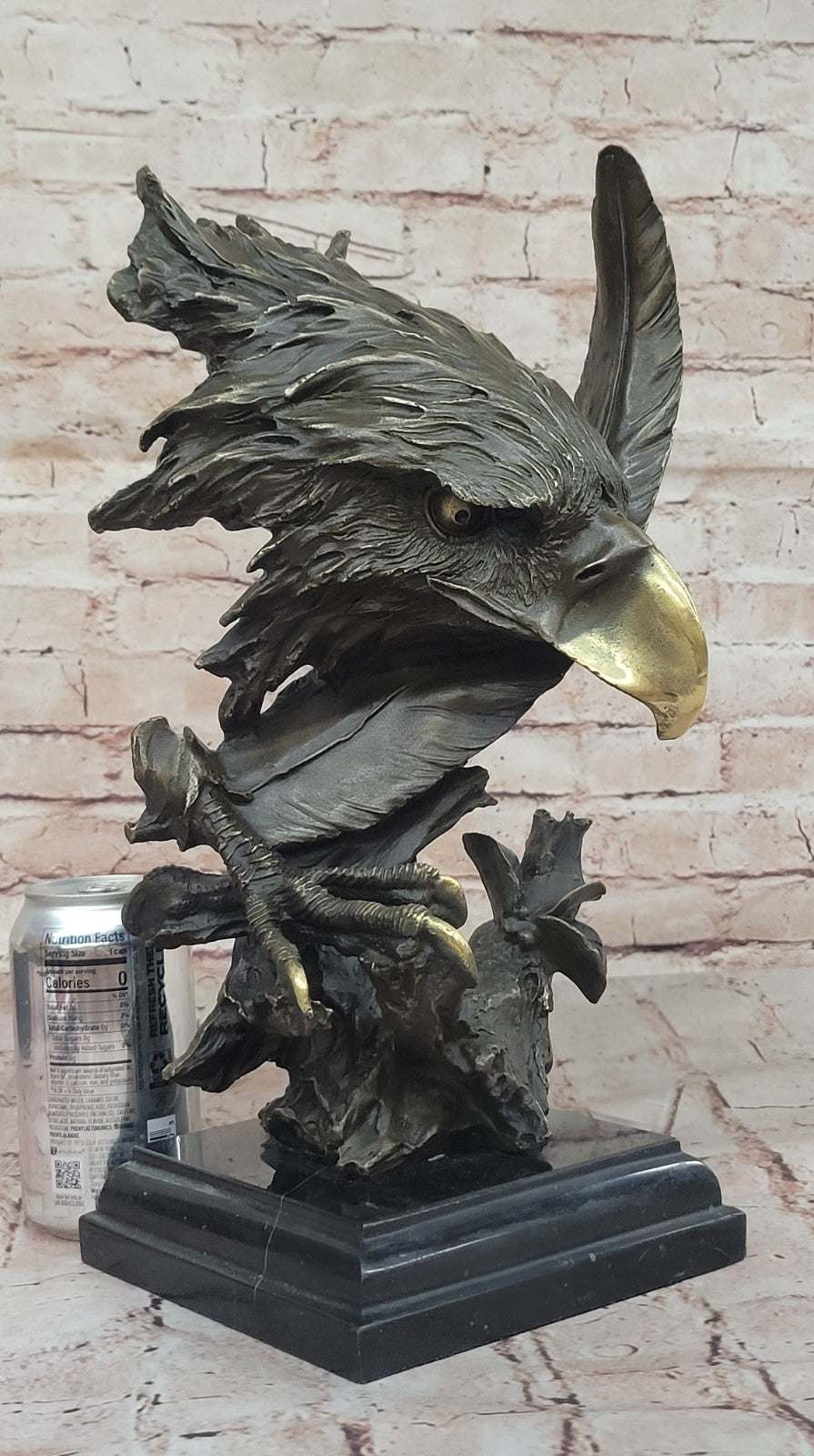 Detailed Rare Eagle Marble Sculpture Bust Bronze Head Collectible Art Deco Sale