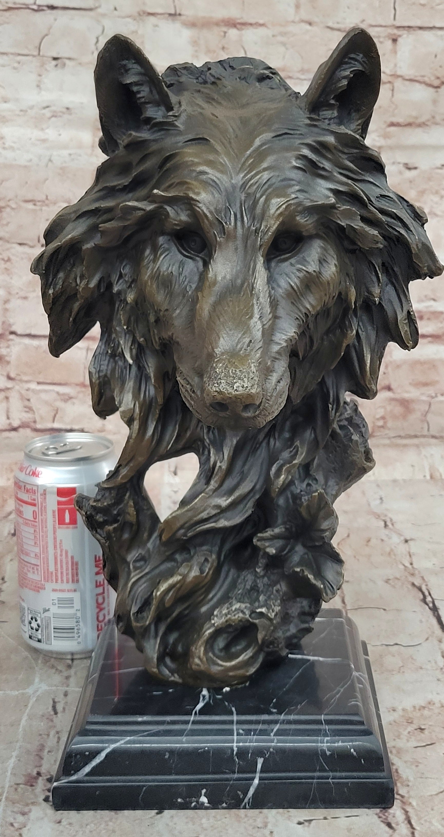 Hand Made Sculpture Bronze Statue Animal Extra Large Bugatti Howling Wolf Figure