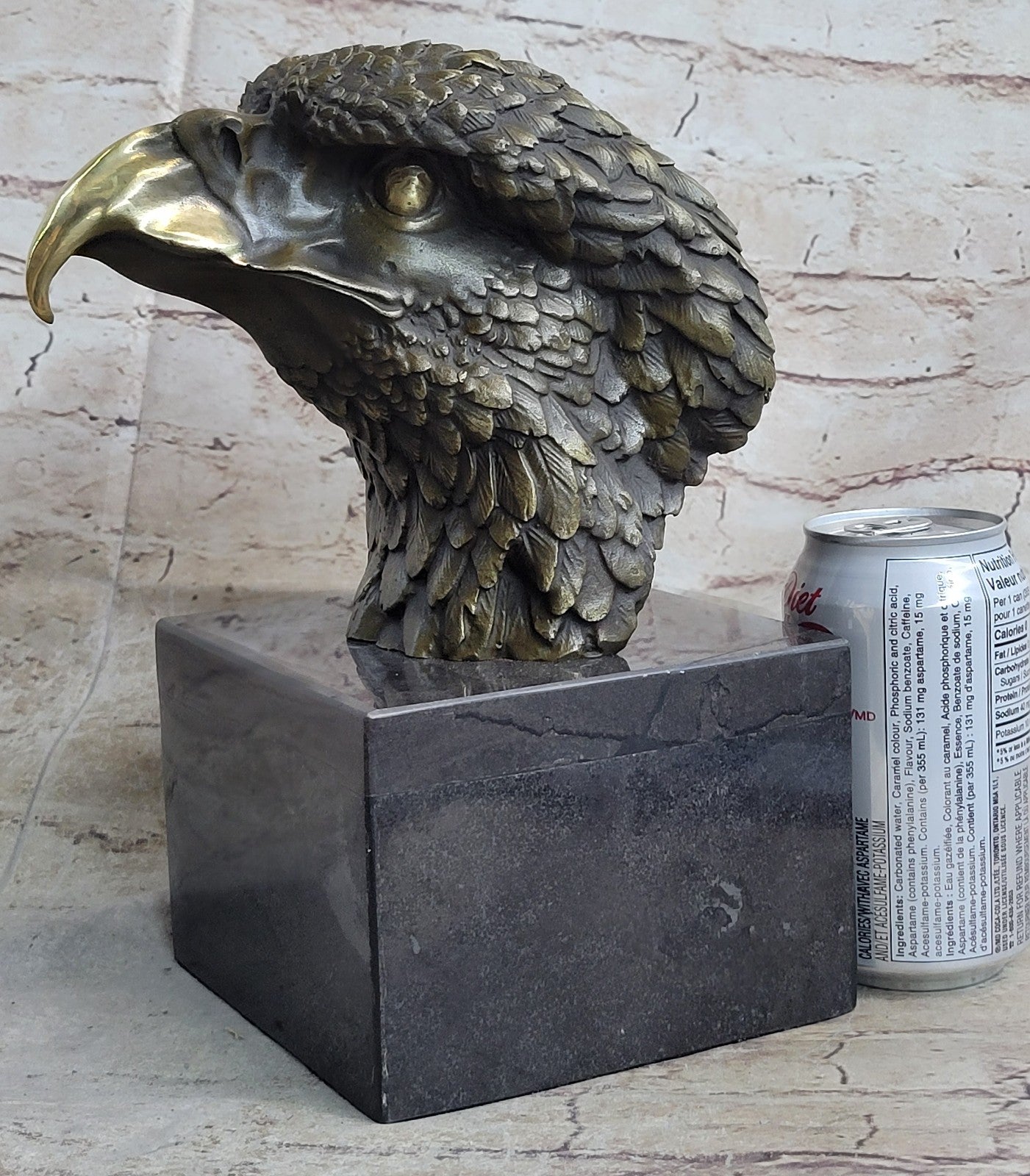 Art Deco Bald American Eagle Bust Bronze Sculpture on Marble Base Figurine Deco