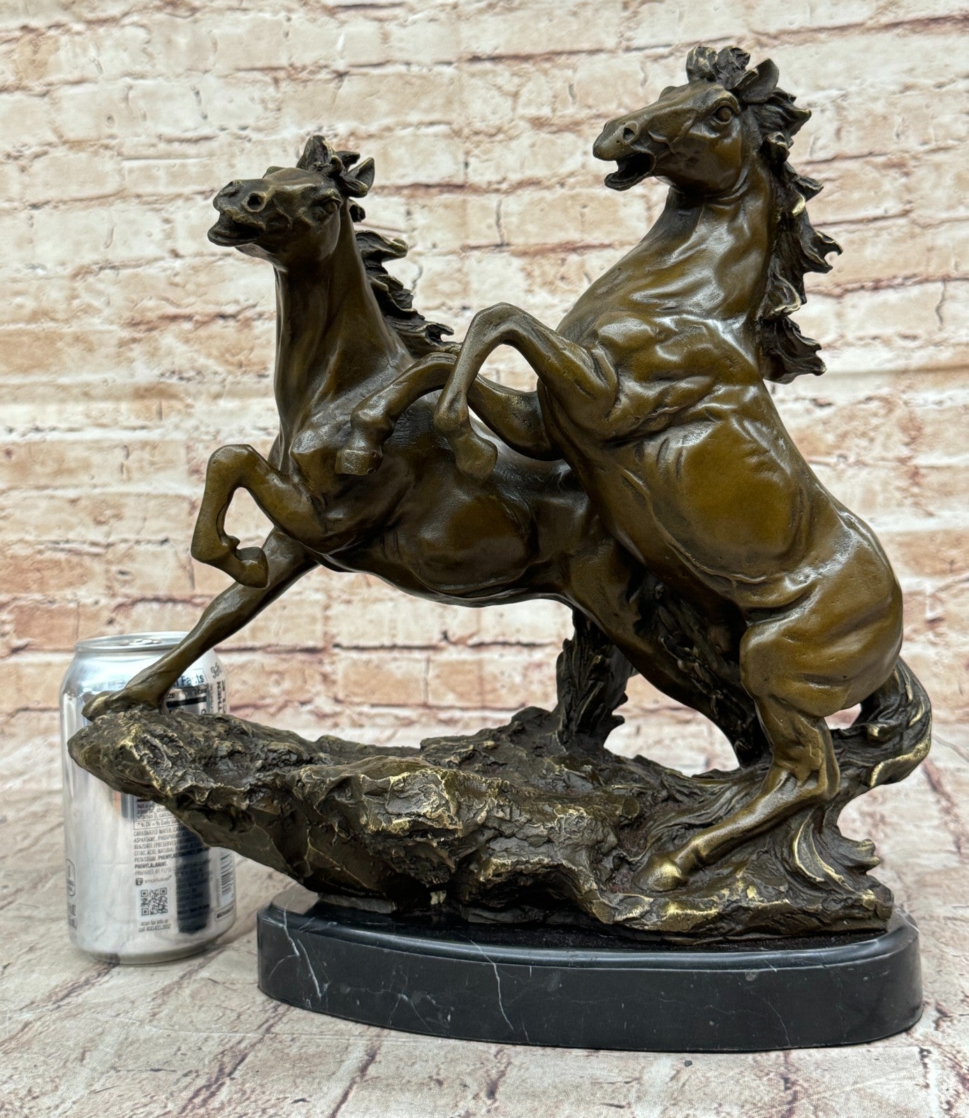 35.5 CM Western Art Deco 100% Solid Bronze Fine Horse Equine Steed Ornament Sculpture