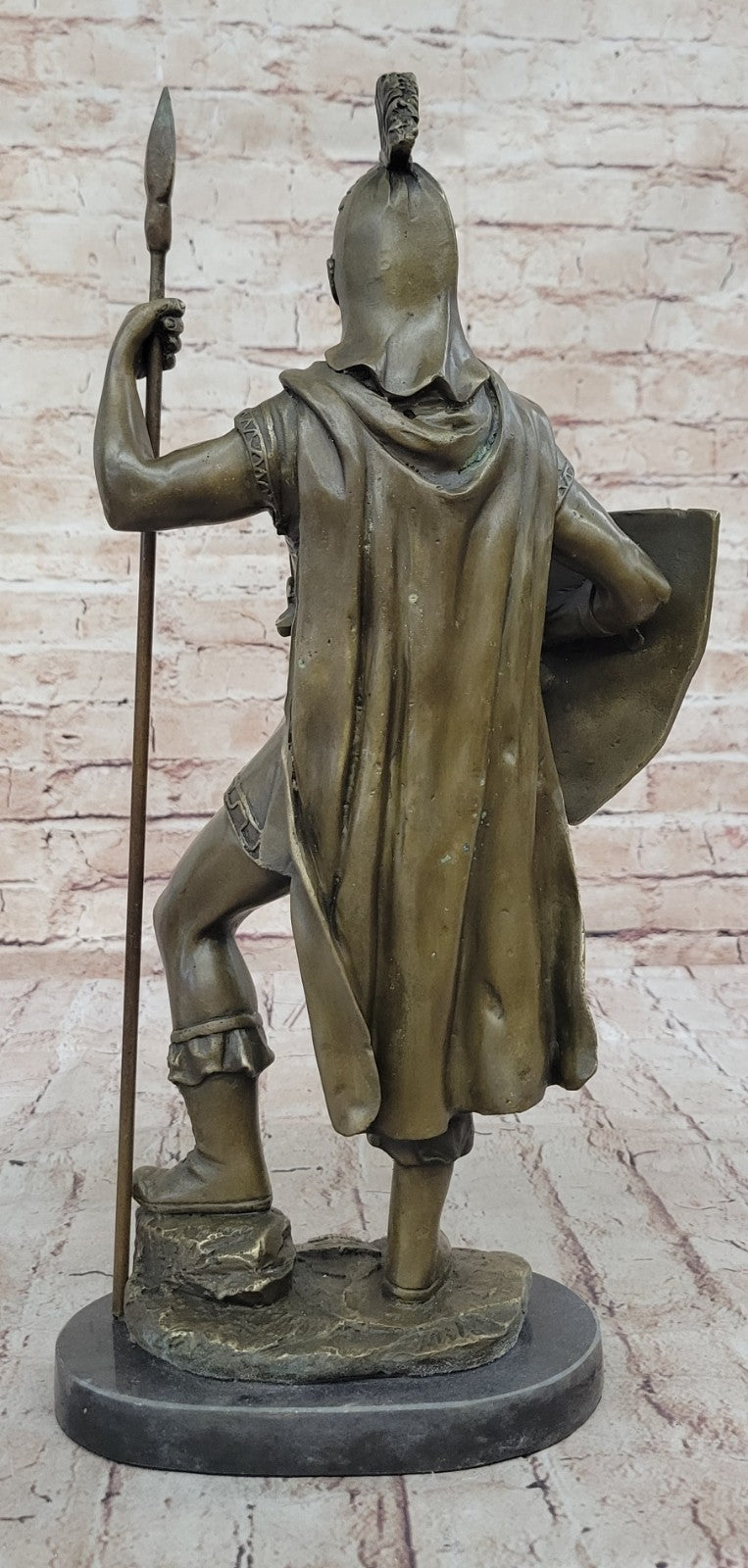 SIGNED BRONZE STATUE ROMAN GOD OF WAR WARRIOR MILITARY SCULPTURE ON MARBLE SALE