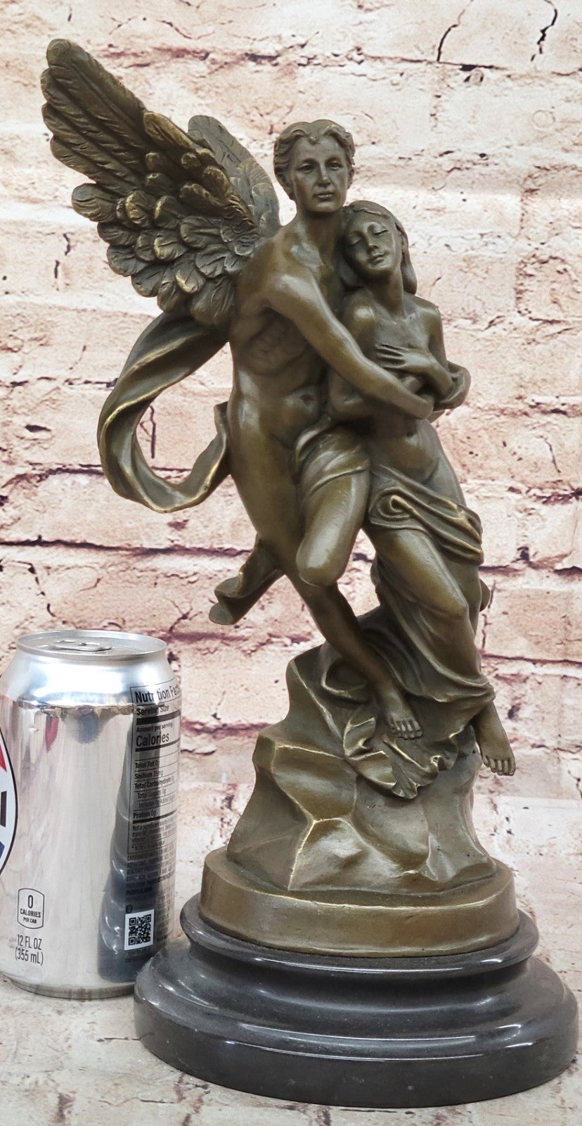 Bronze Sculpture Eros and Psyche For Valentine Day Gift Thoughtful Nude Figurine