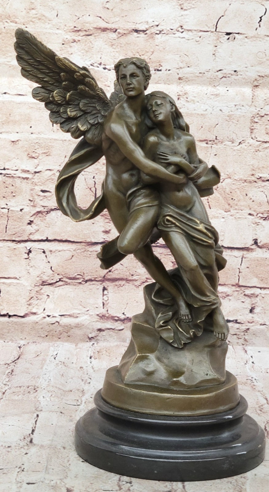 Bronze Sculpture Eros and Psyche For Valentine Day Gift Thoughtful Nude Figurine