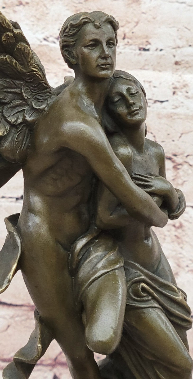 Bronze Sculpture Eros and Psyche For Valentine Day Gift Thoughtful Nude Figurine