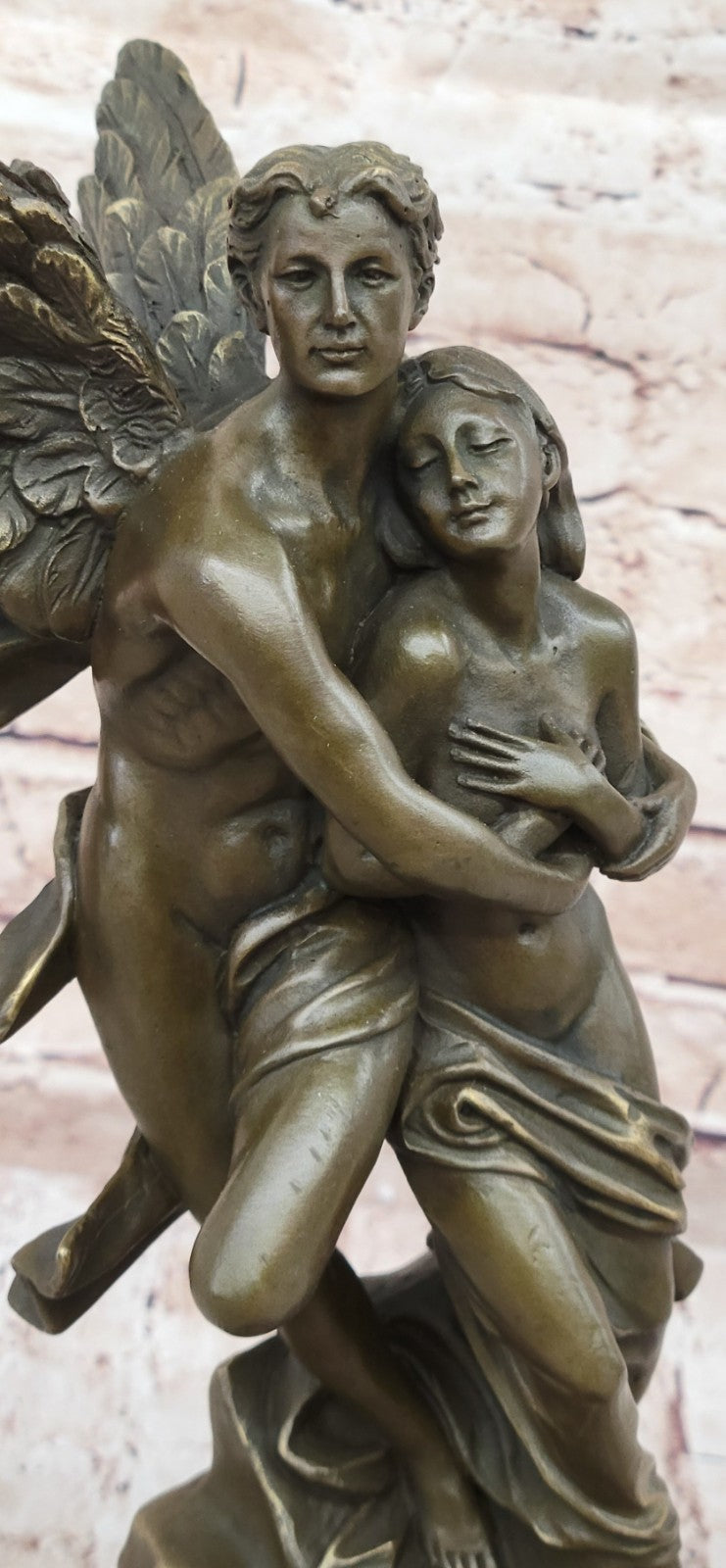 Bronze Sculpture Eros and Psyche For Valentine Day Gift Thoughtful Nude Figurine