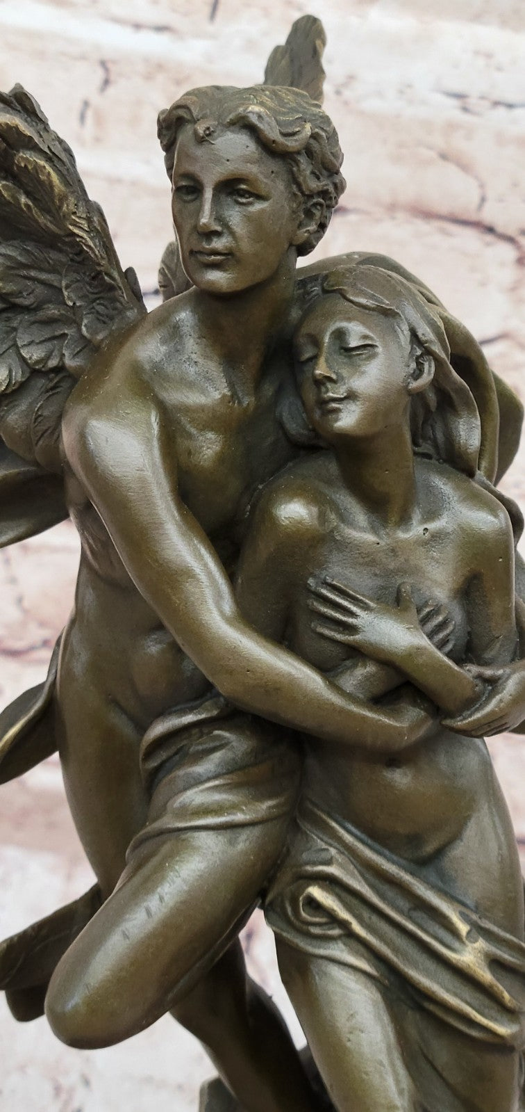 Bronze Sculpture Eros and Psyche For Valentine Day Gift Thoughtful Nude Figurine