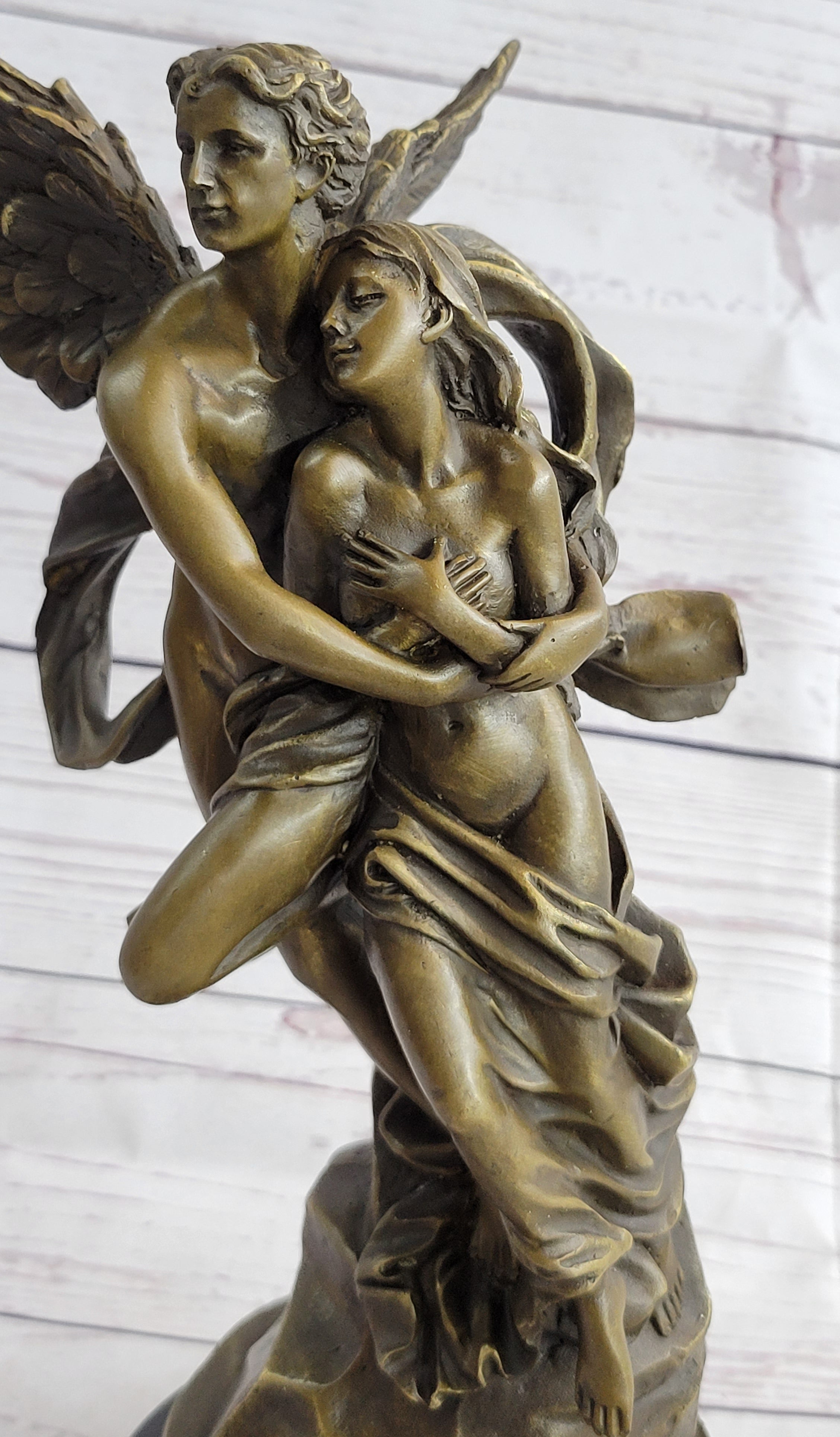 Bronze Sculpture Eros and Psyche For Valentine Day Gift Thoughtful Nude Figurine