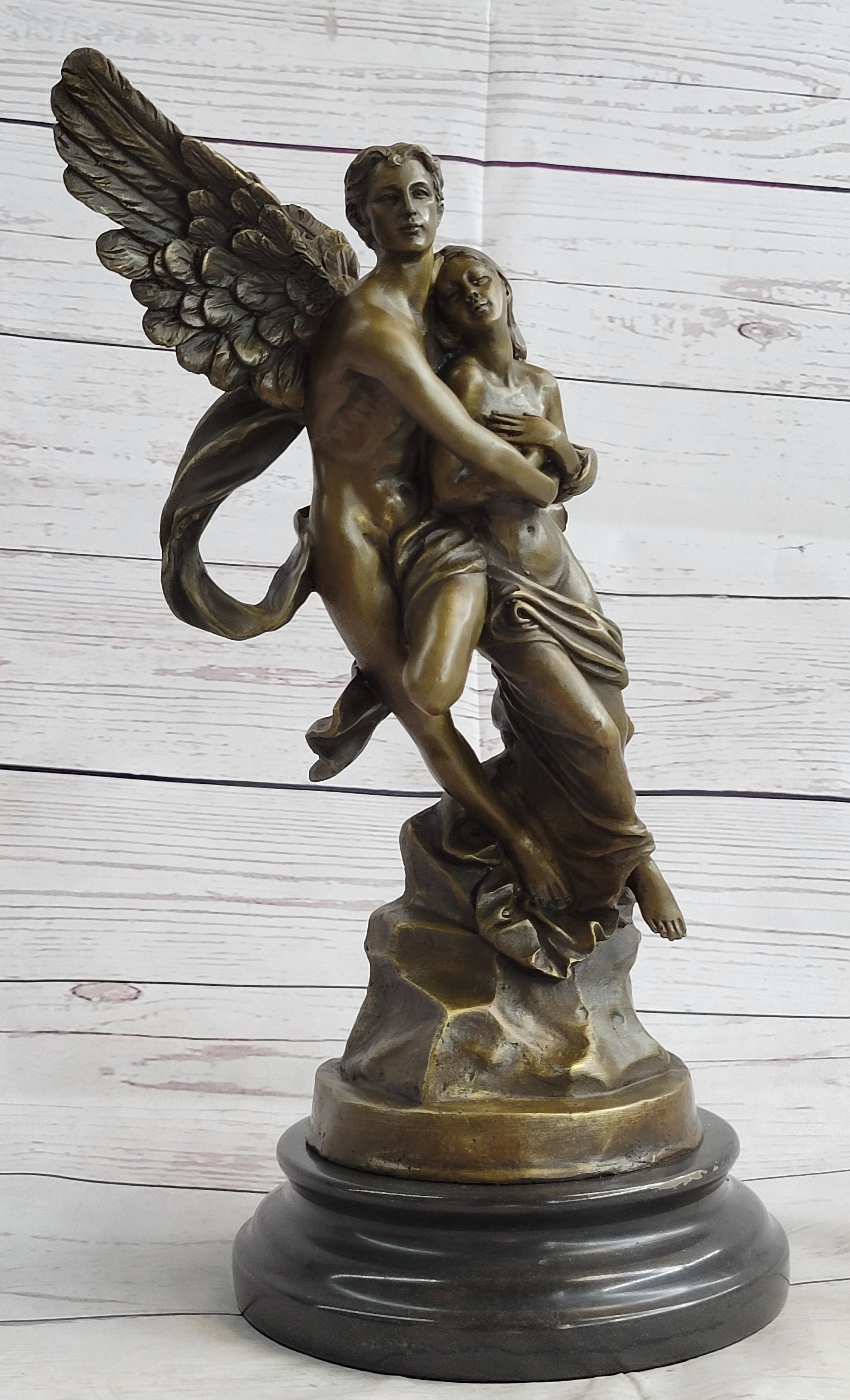 Bronze Sculpture Eros and Psyche For Valentine Day Gift Thoughtful Nude Figurine