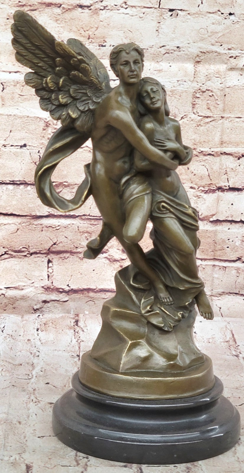 Bronze Sculpture Eros and Psyche For Valentine Day Gift Thoughtful Nude Figurine