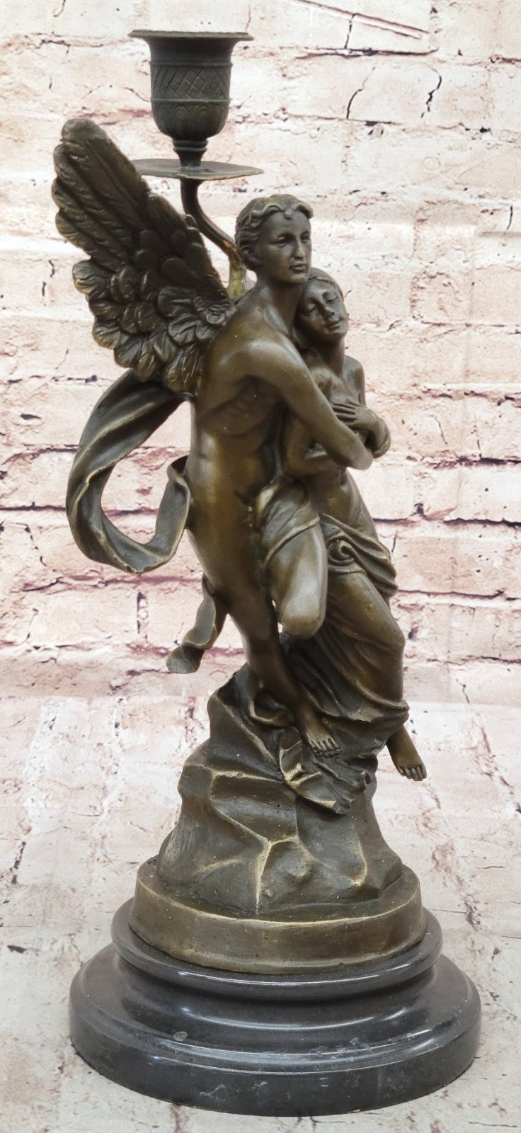 Erotic Art Nude Angel and Female Bronze Candelabra Sculpture Figurine Hot Cast