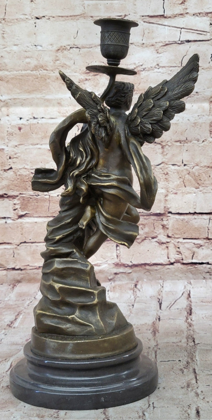 Erotic Art Nude Angel and Female Bronze Candelabra Sculpture Figurine Hot Cast