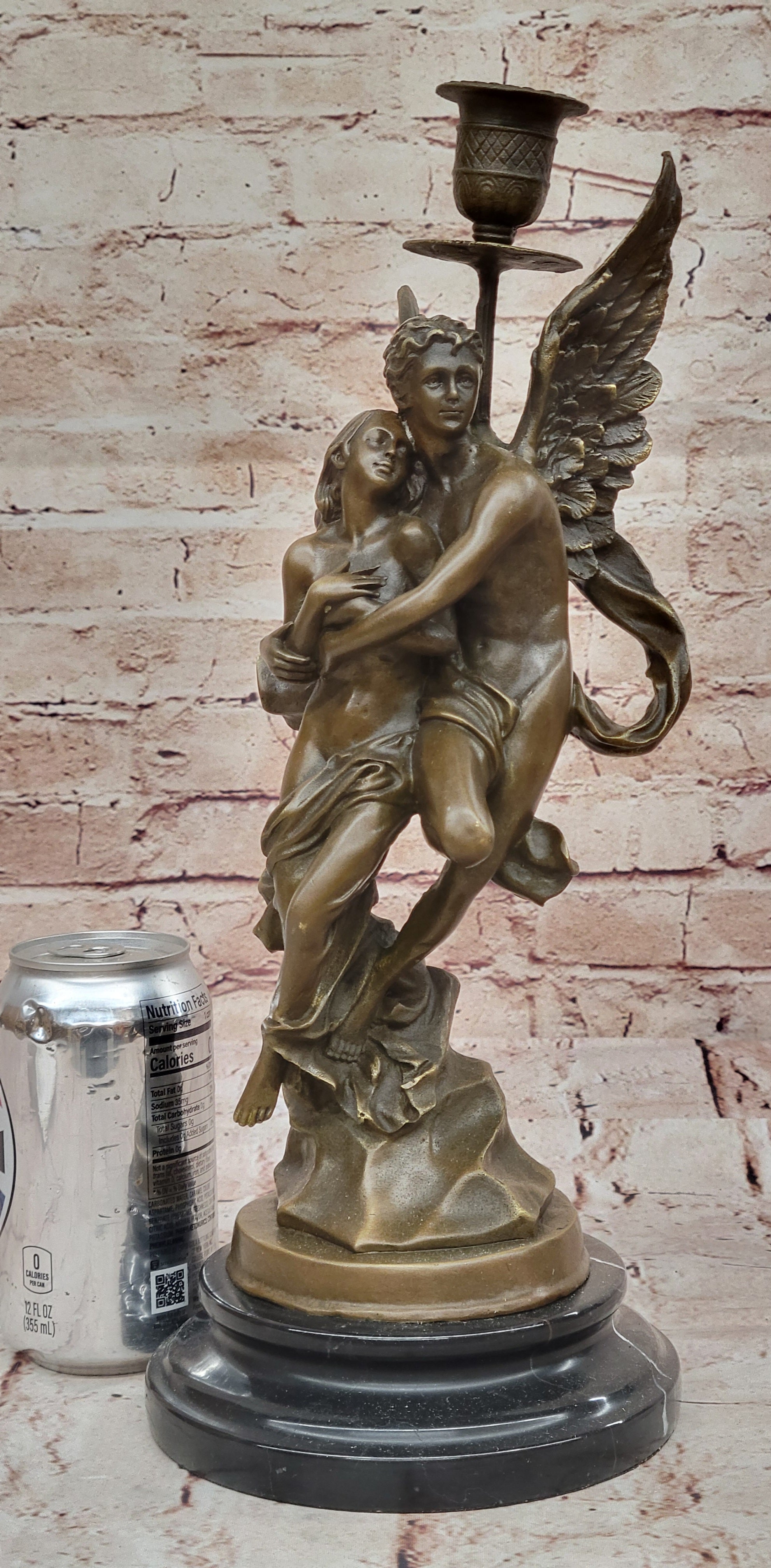 Art Decor Marble Bronze Sculpture Angel " Psyche and Eros " Statue Figure Cupid