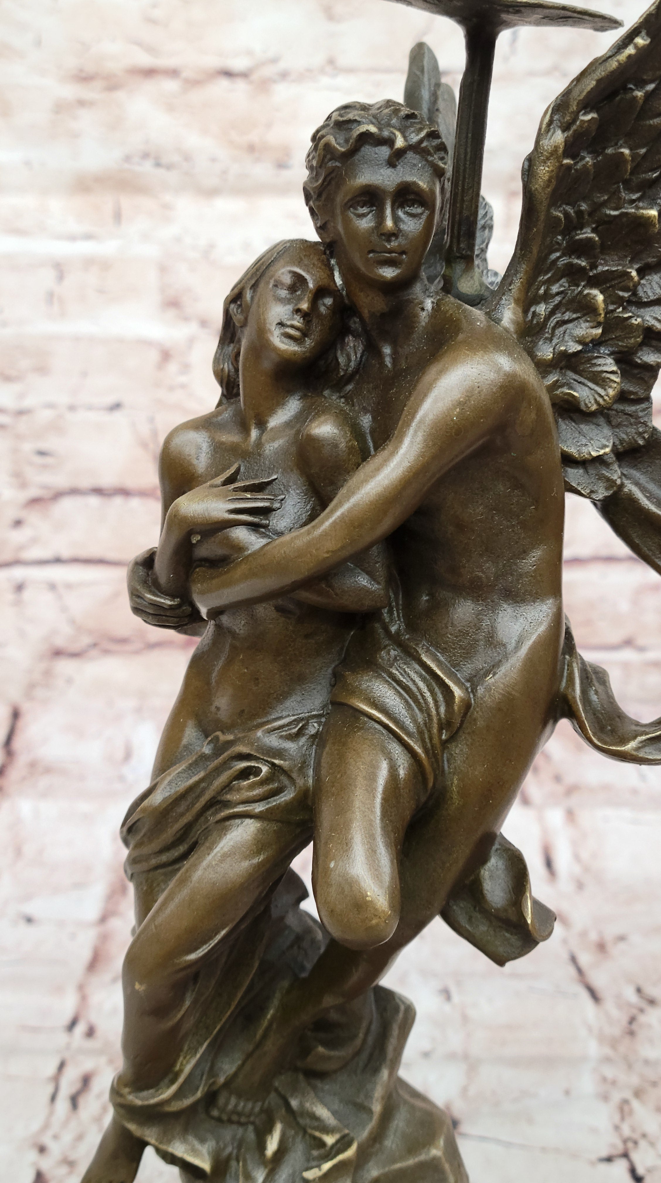 Art Decor Marble Bronze Sculpture Angel " Psyche and Eros " Statue Figure Cupid