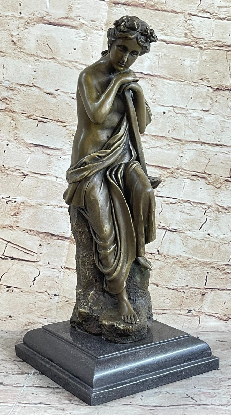 Handcrafted Detailed Nude Victorian Style Female Worker Bronze Sculpture Sale