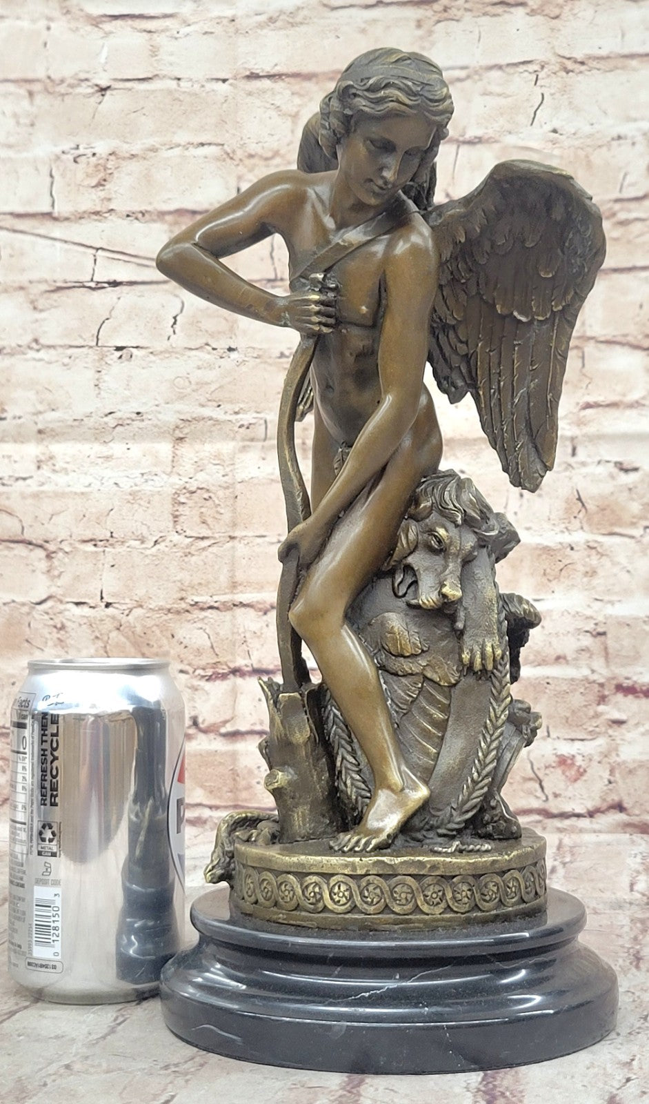 Cupid Romantic Lovers Bronze Wedding Anniversary Bronze Signed Sculpture Statue