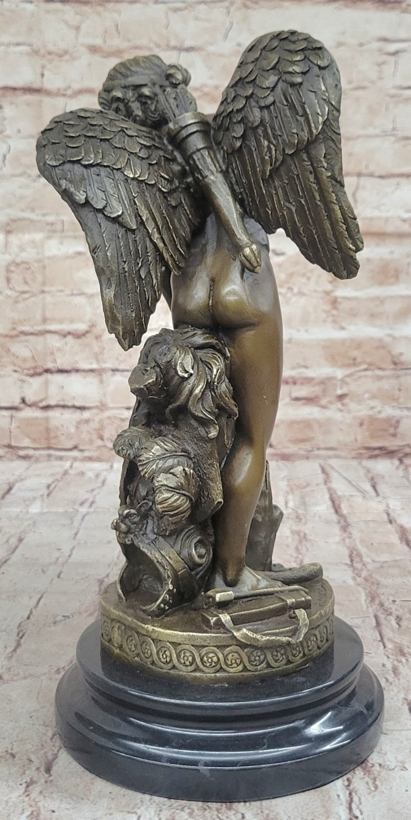 Cupid Romantic Lovers Bronze Wedding Anniversary Bronze Signed Sculpture Statue