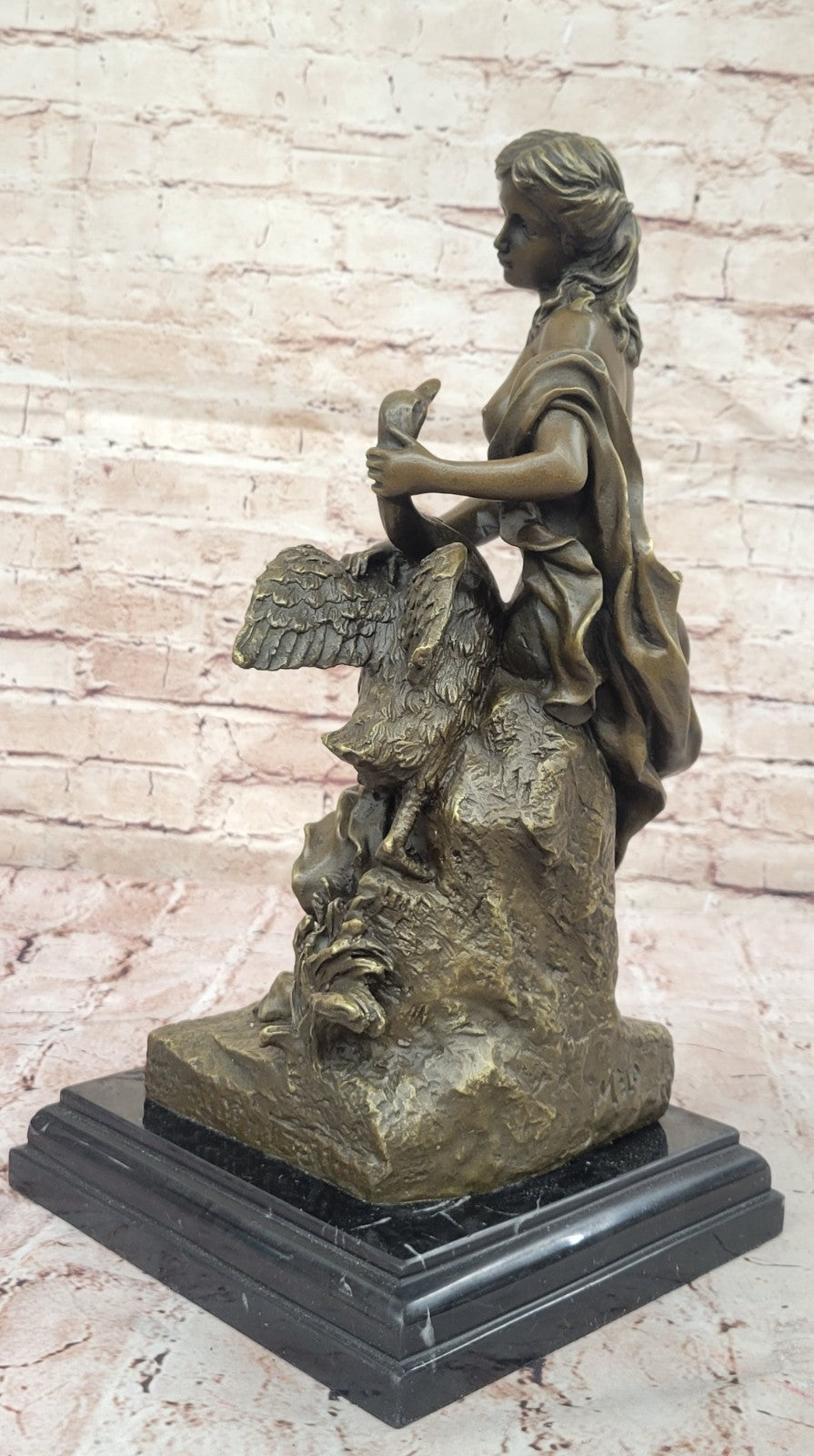 Art Deco “Leda and the Swan” Greek Mythology Bronze Sculpture – Classic Nude Figurine On Sale