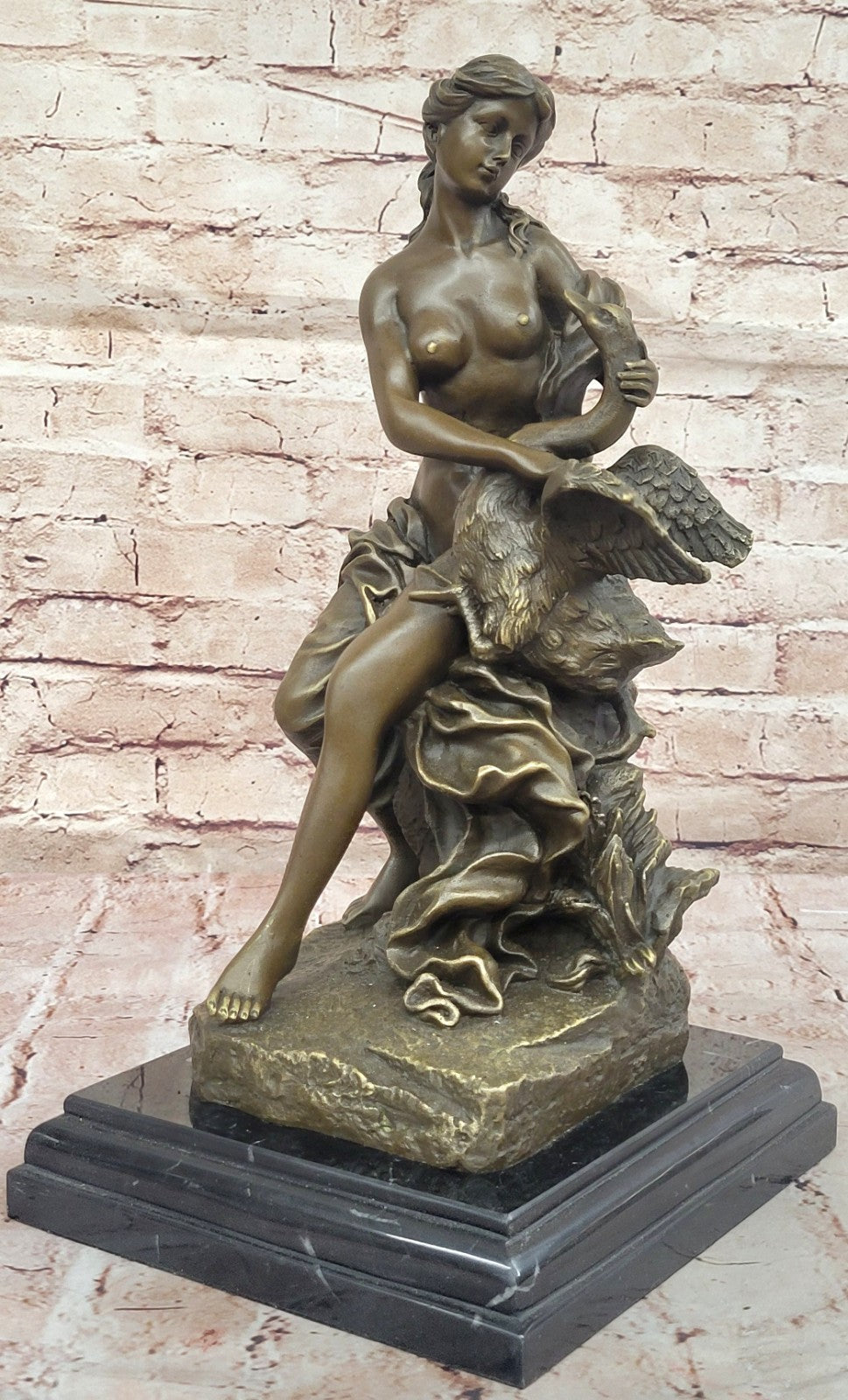 Art Deco Leda & Swan Greek Mythology Classic Famous Artwork Figurine Figure Nude