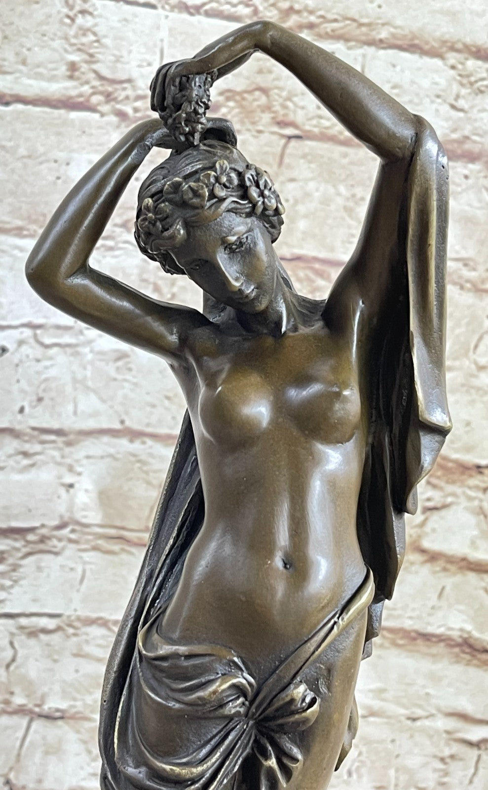 SIGNED MOREAU NUDE LADY WITH ANGEL BRONZE STATUE ART DECO HOT CAST MARBLE FIGURE