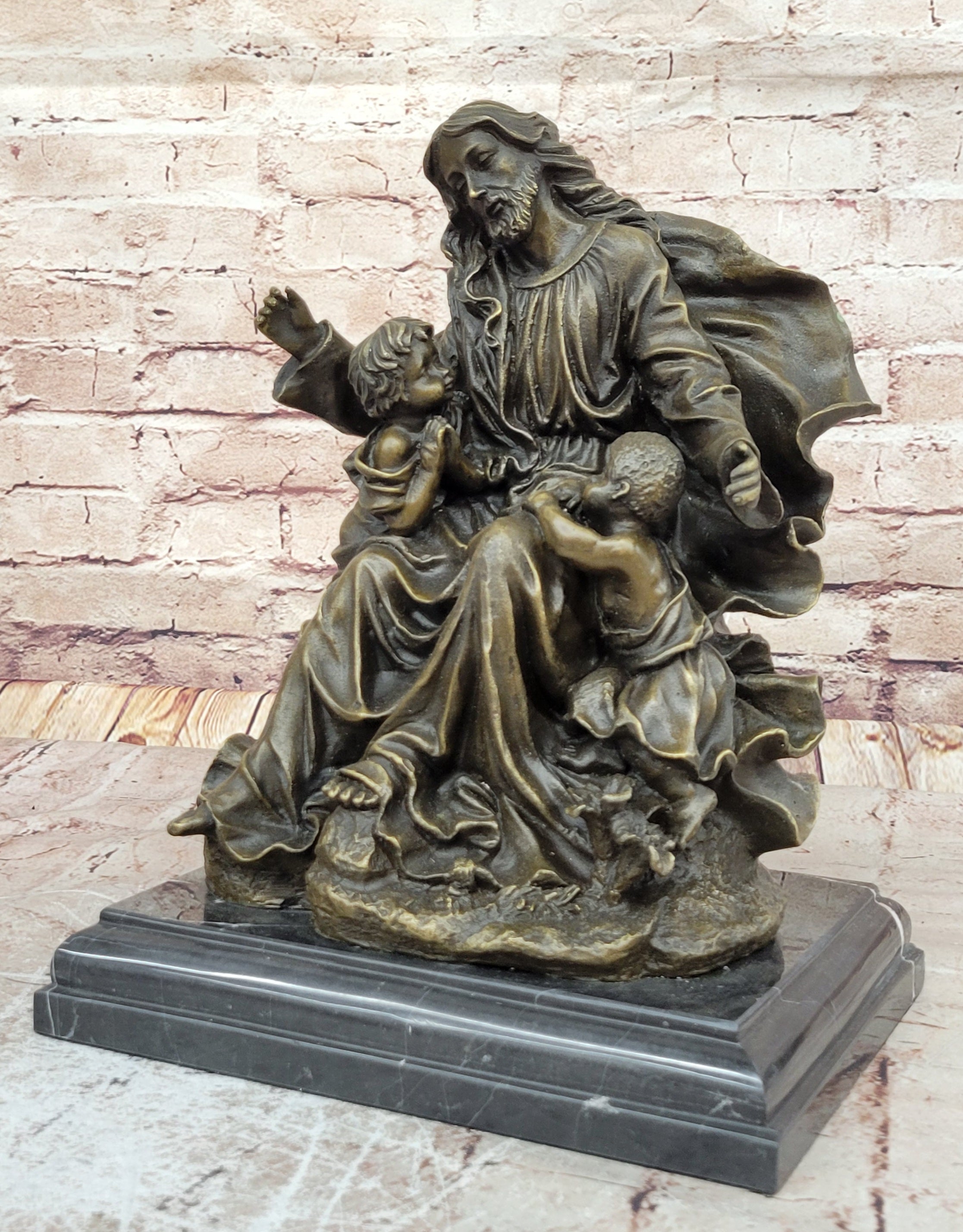 Collectible Bronze DEAL Signed Real Valli Religious Jesus Teaching art decorativ