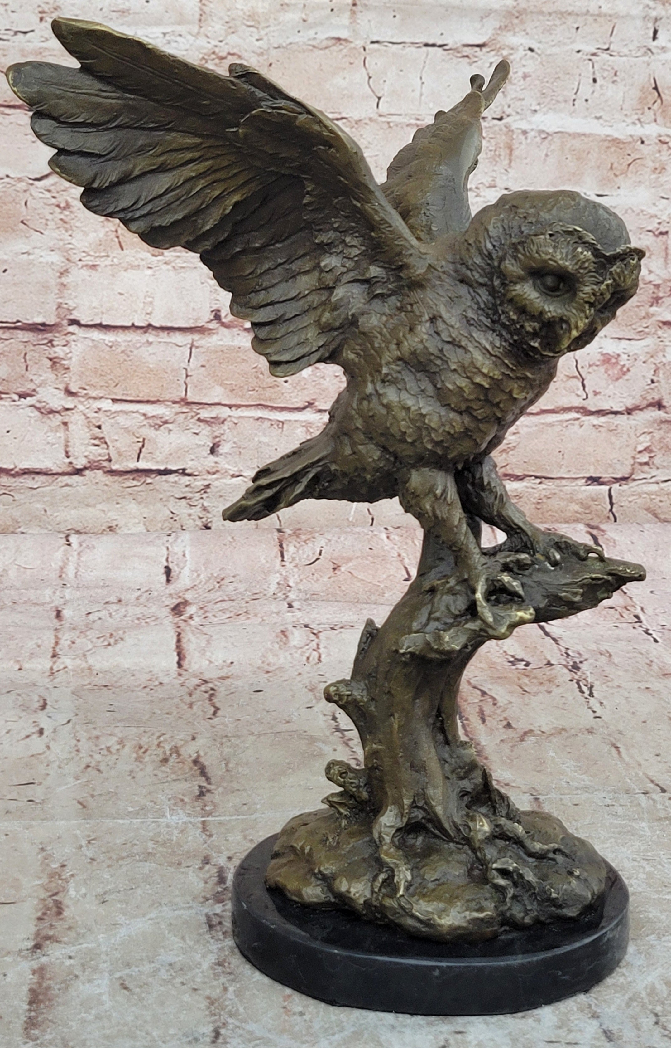 EXCLUSIVE STYLISED BRONZE OWL HOT CAST STATUE BIRD FIGURE CUBIST HAND MADE SALE