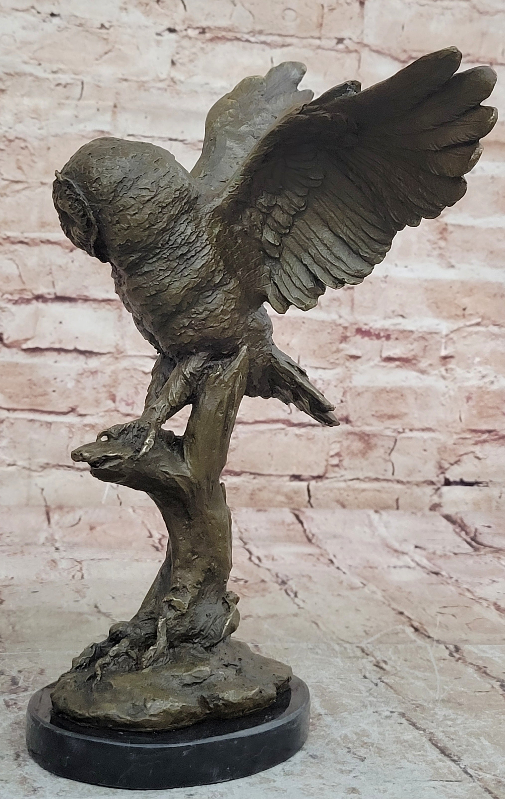 EXCLUSIVE STYLISED BRONZE OWL HOT CAST STATUE BIRD FIGURE CUBIST HAND MADE SALE