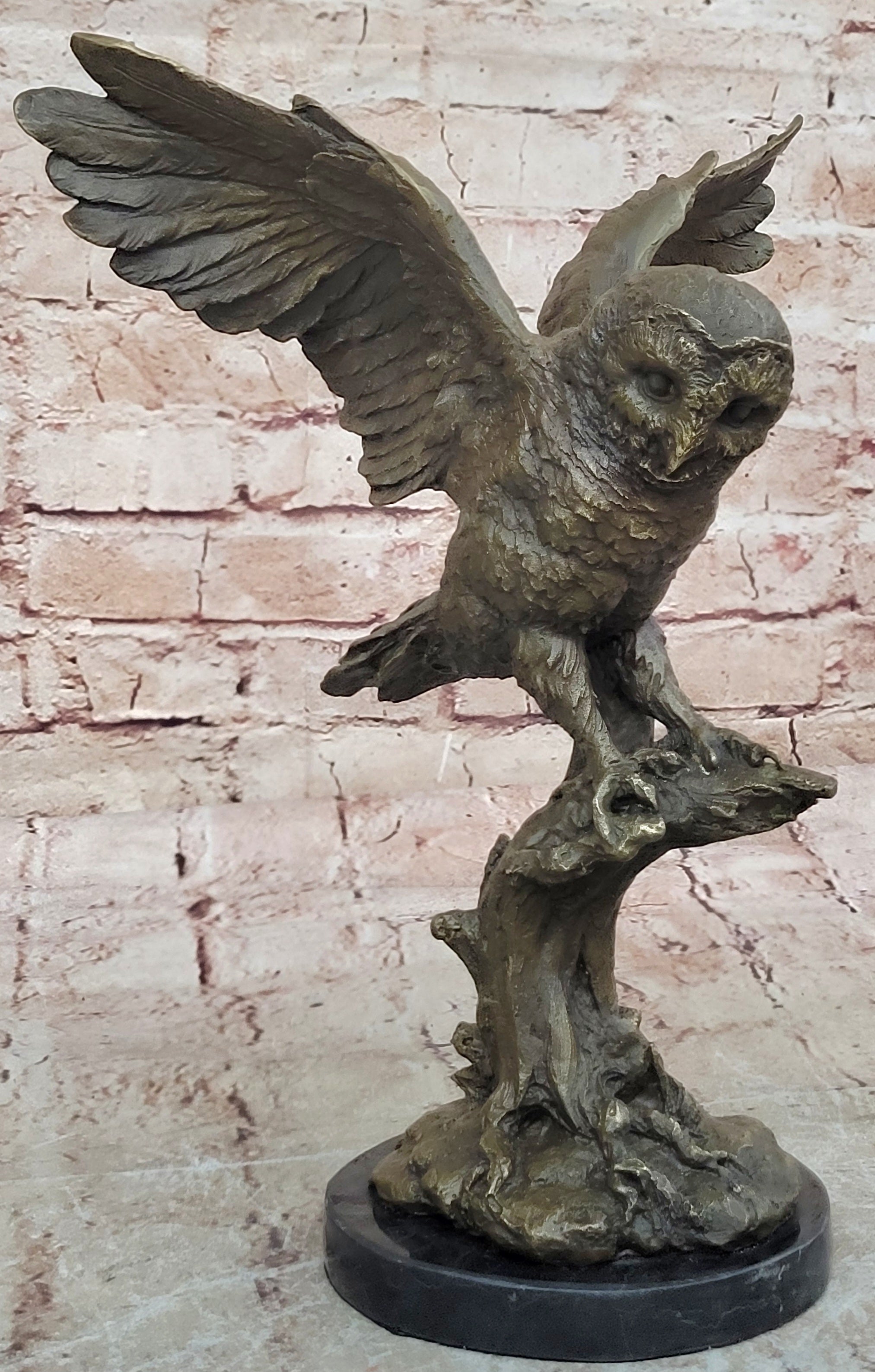 EXCLUSIVE STYLISED BRONZE OWL HOT CAST STATUE BIRD FIGURE CUBIST HAND MADE SALE