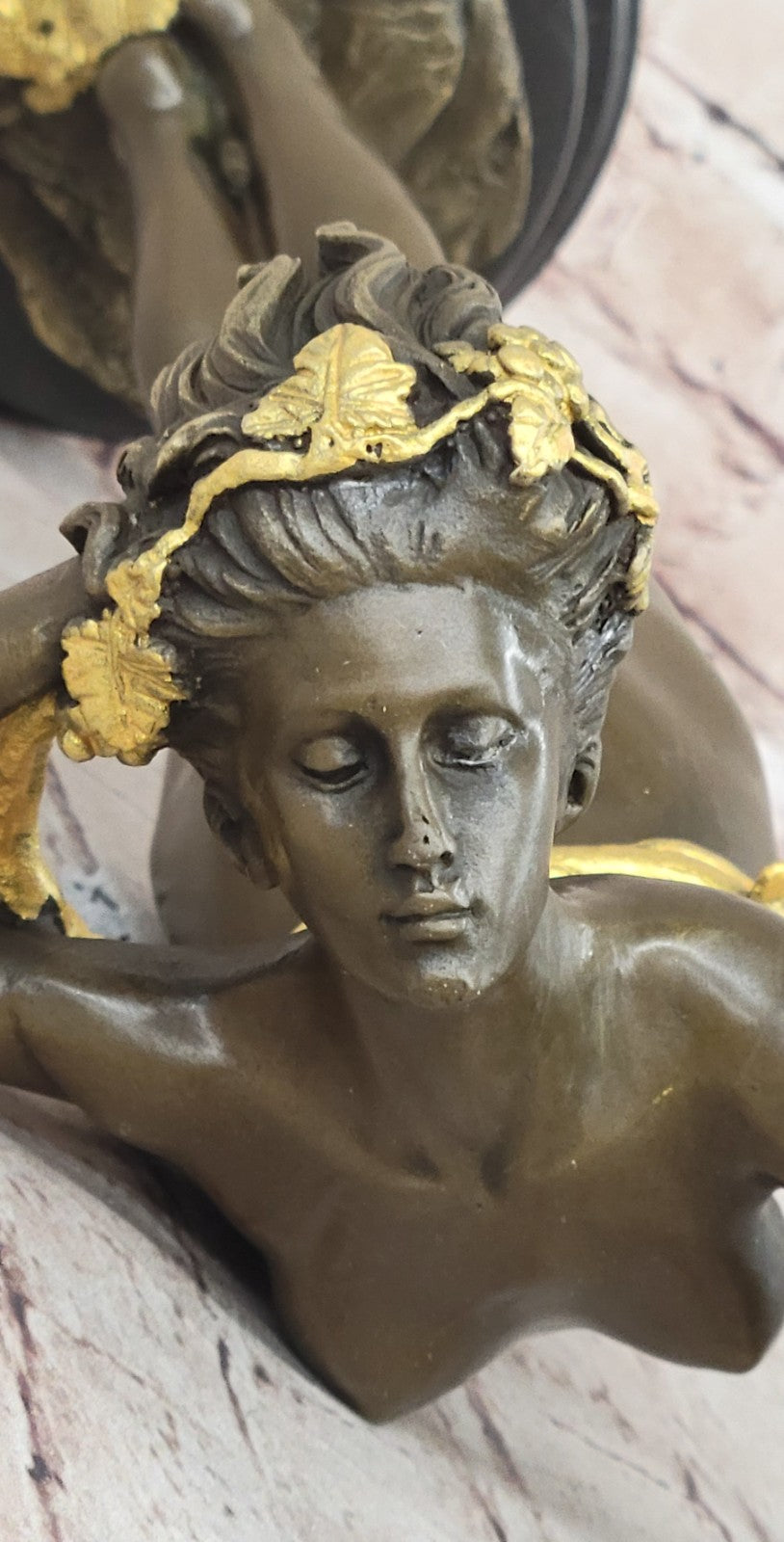 Bronze The Vine Wine Nude Women Sexual Art Sculpture Figurine with Marble Base