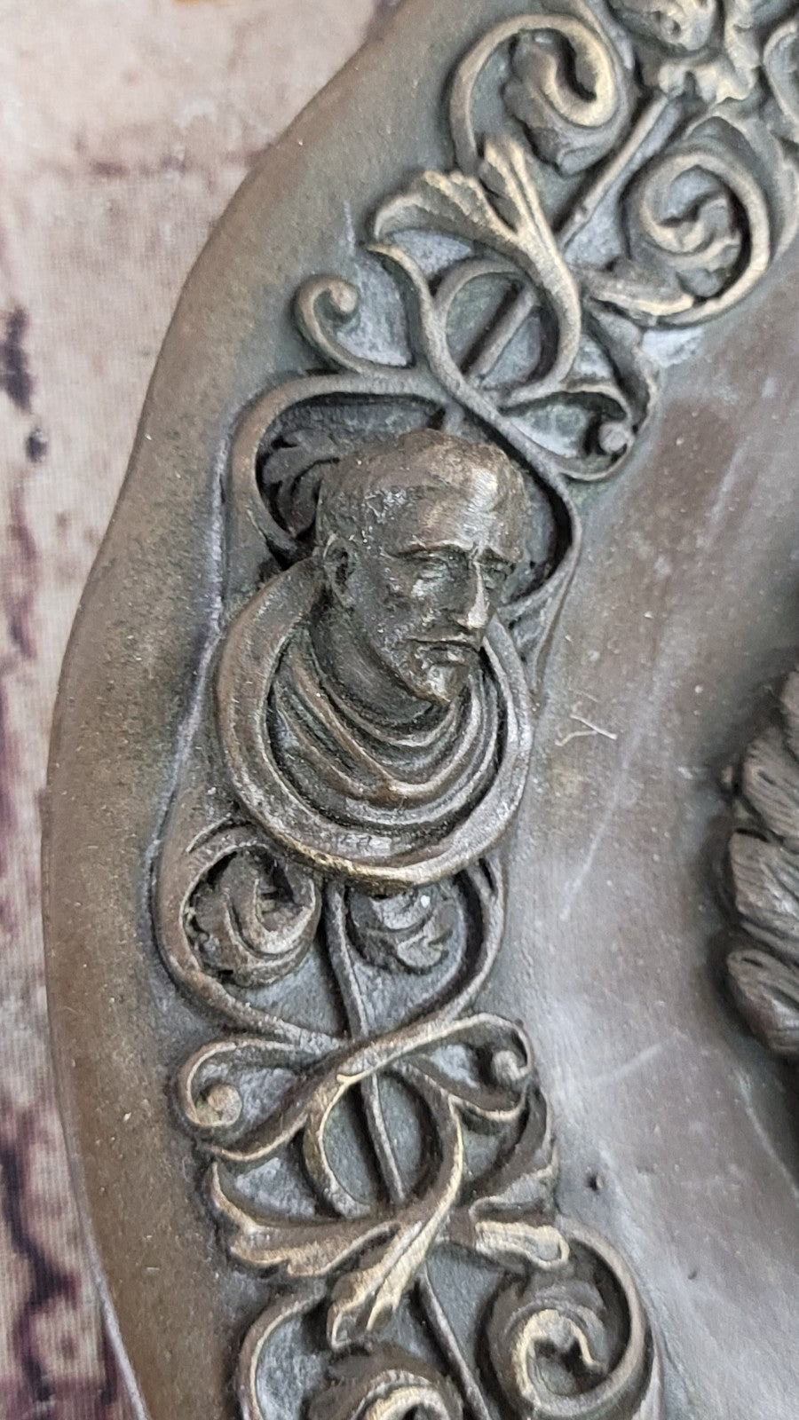 Original Hand Crafted Large Bas Relief Plaque Woman Face Bronze Sculpture Statue