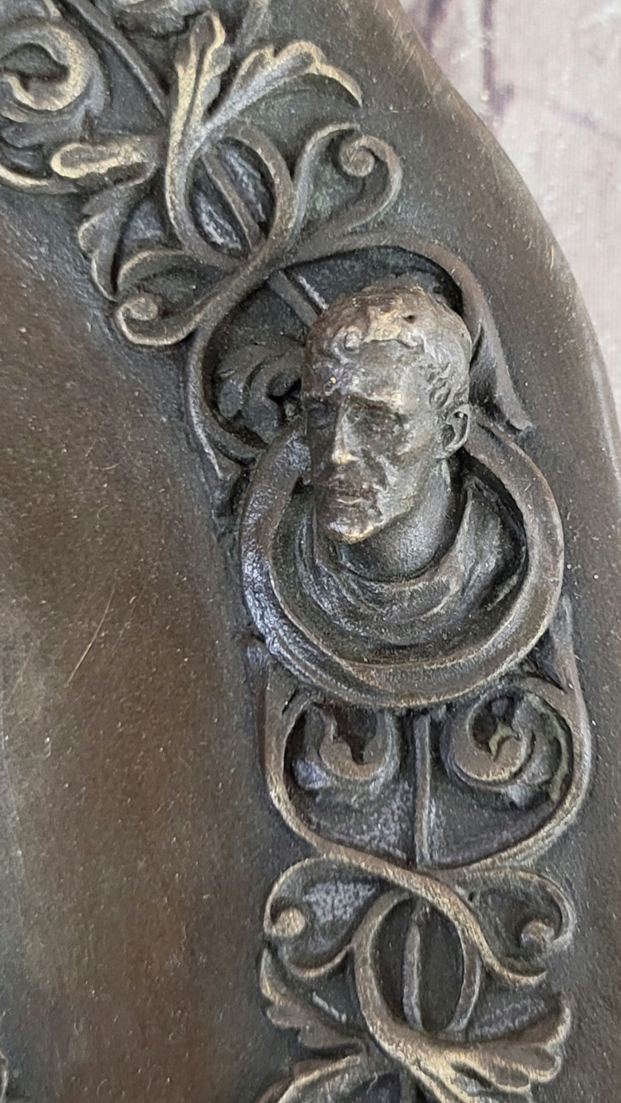 Original Hand Crafted Large Bas Relief Plaque Woman Face Bronze Sculpture Statue