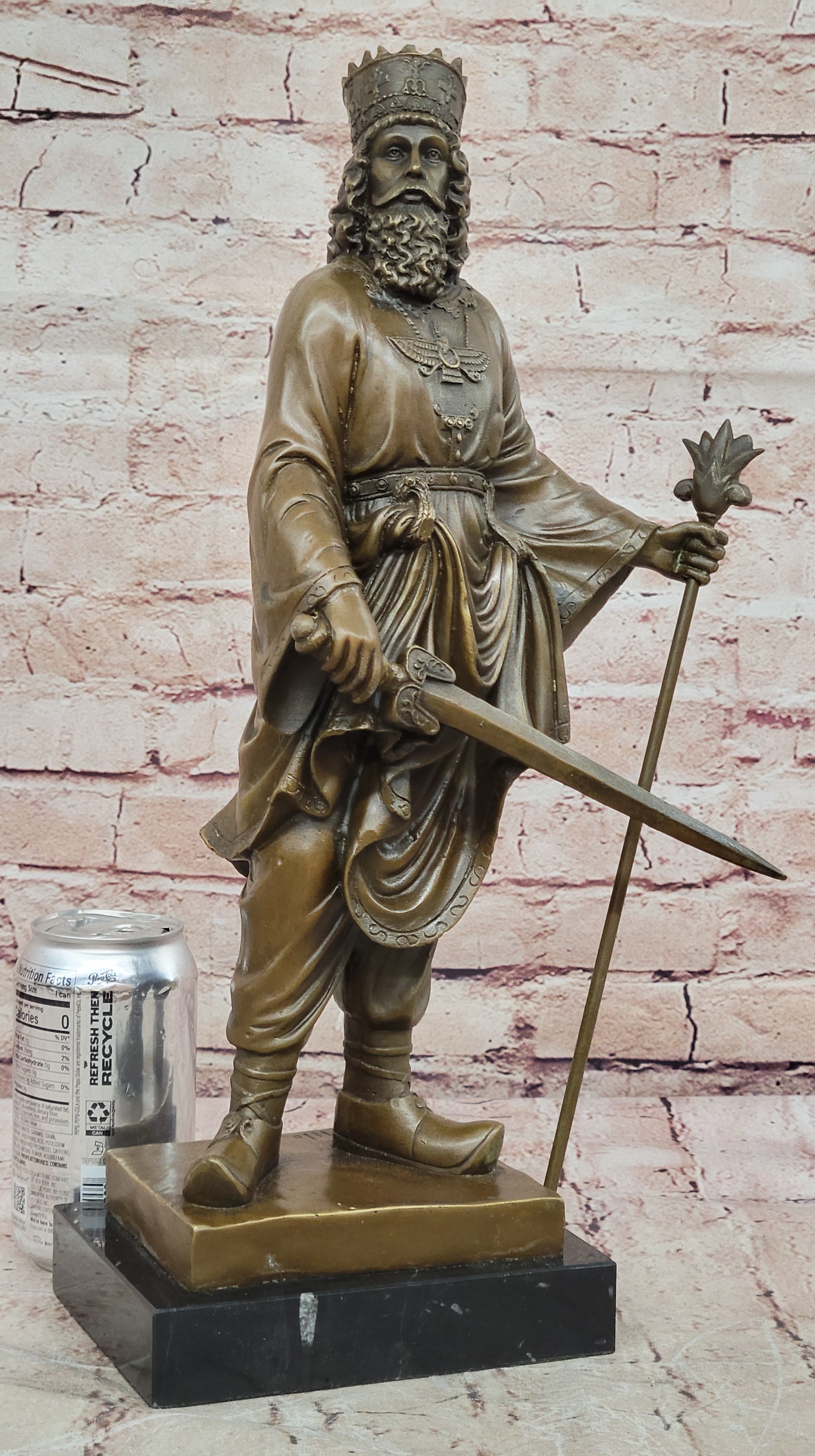 Ancient Persian King Darius & Cyrus the Great Bronze Sculpture – Historical Home & Office Decor