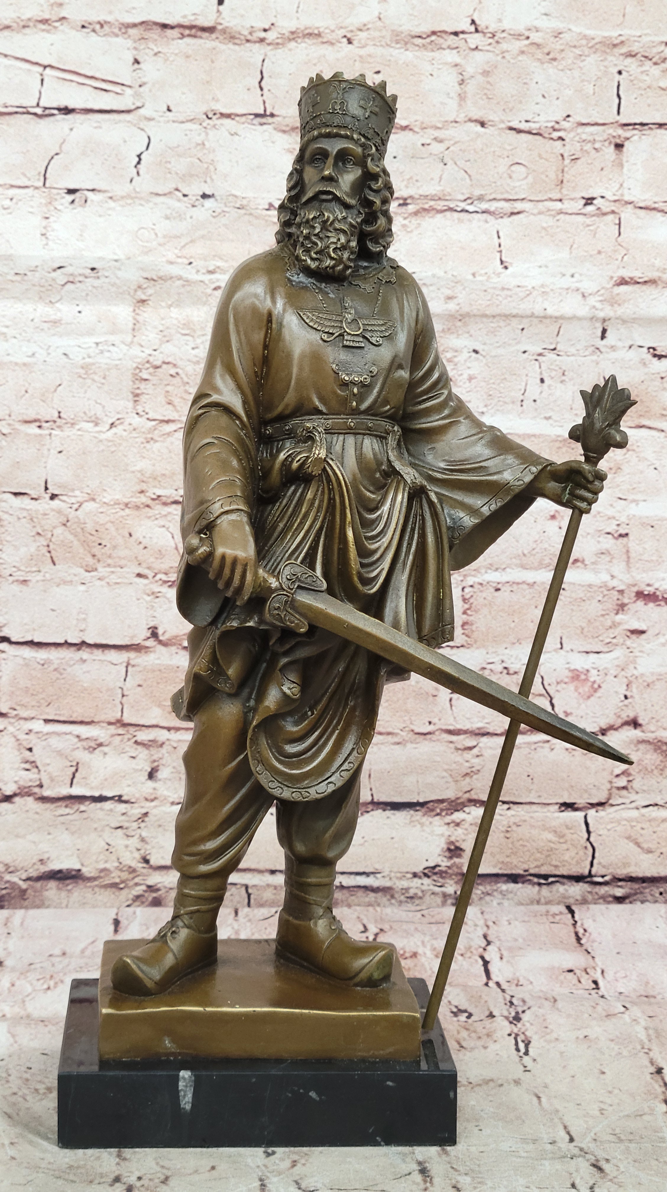 Ancient Persian King Darius & Cyrus the Great Bronze Sculpture – Historical Home & Office Decor