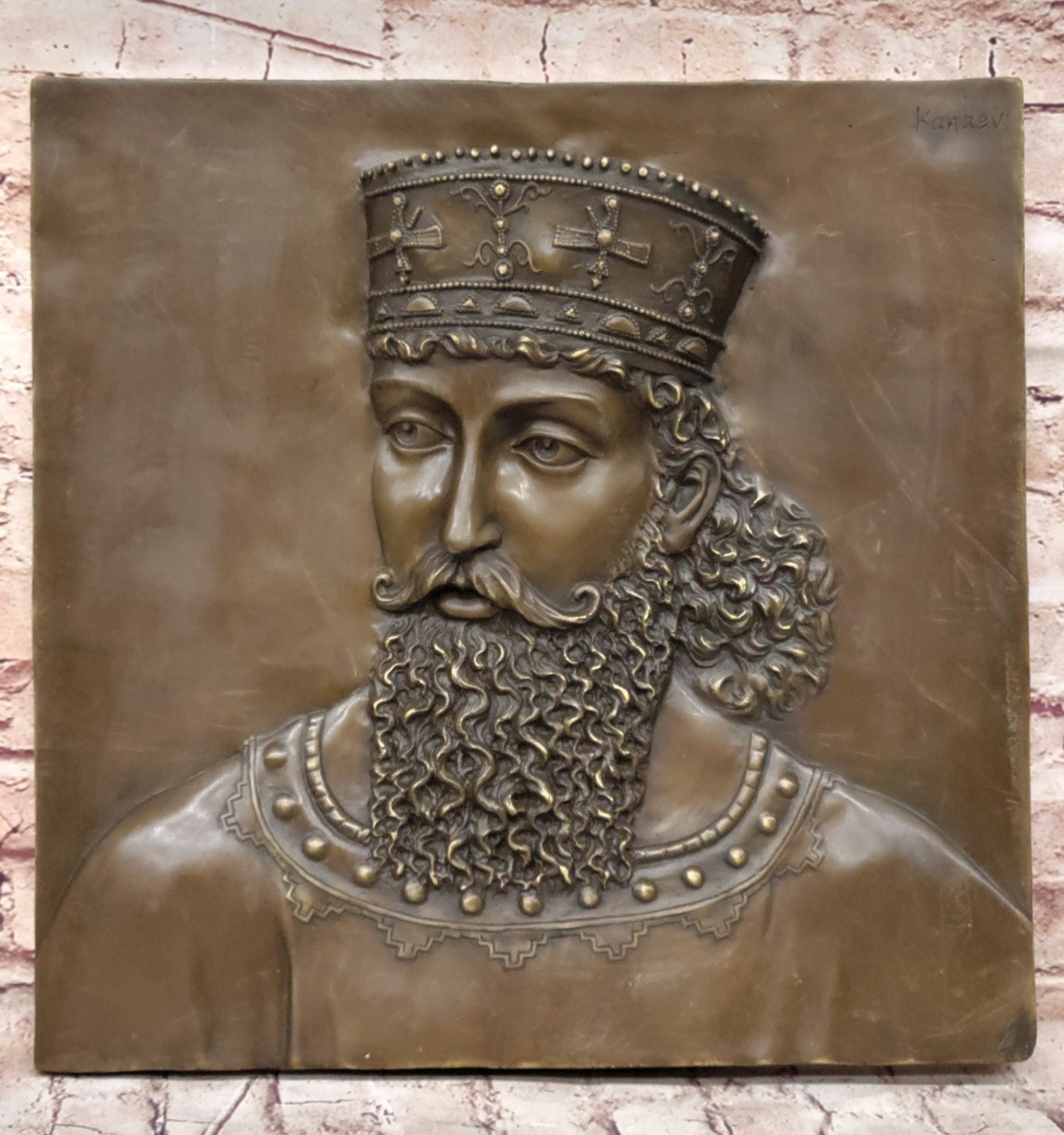 Art Deco Cyrus The Great Greatest Persian Empire King Bronze Sculpture for Wall